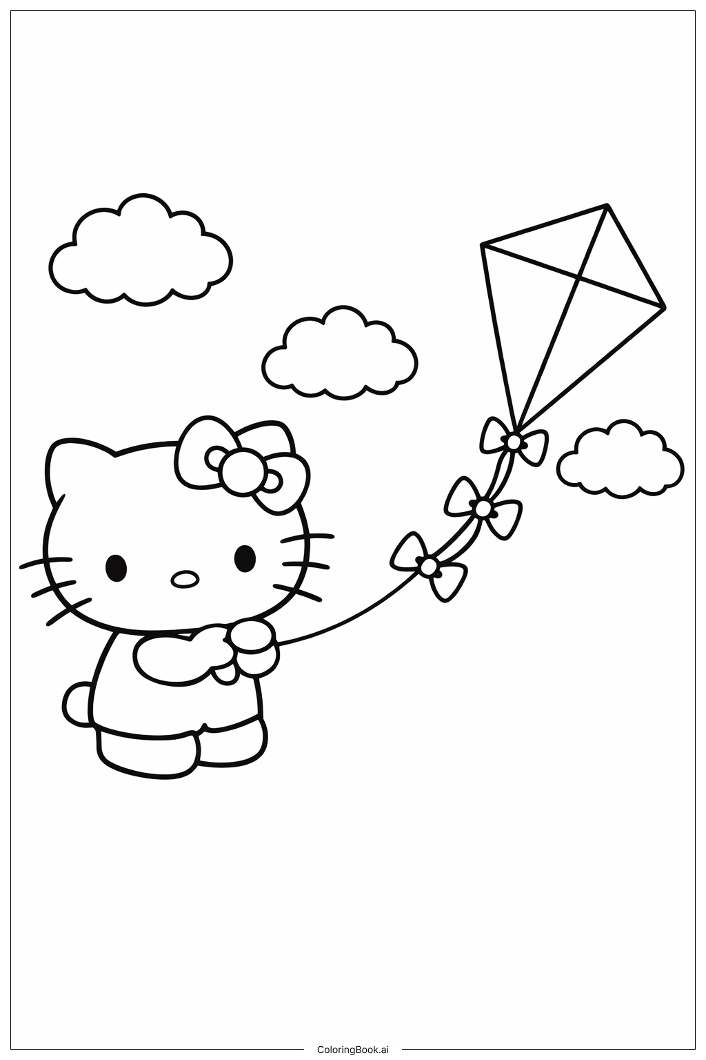 Hello Kitty 棉花糖放風箏著色頁