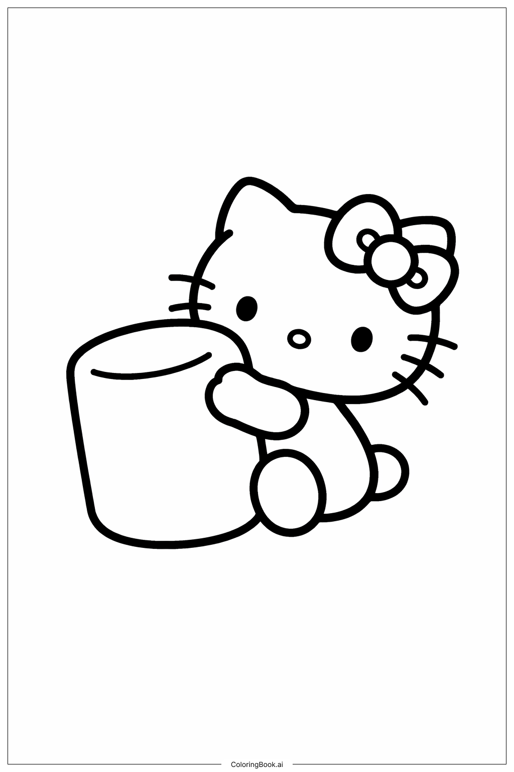 Hello Kitty 棉花糖擁抱著色頁