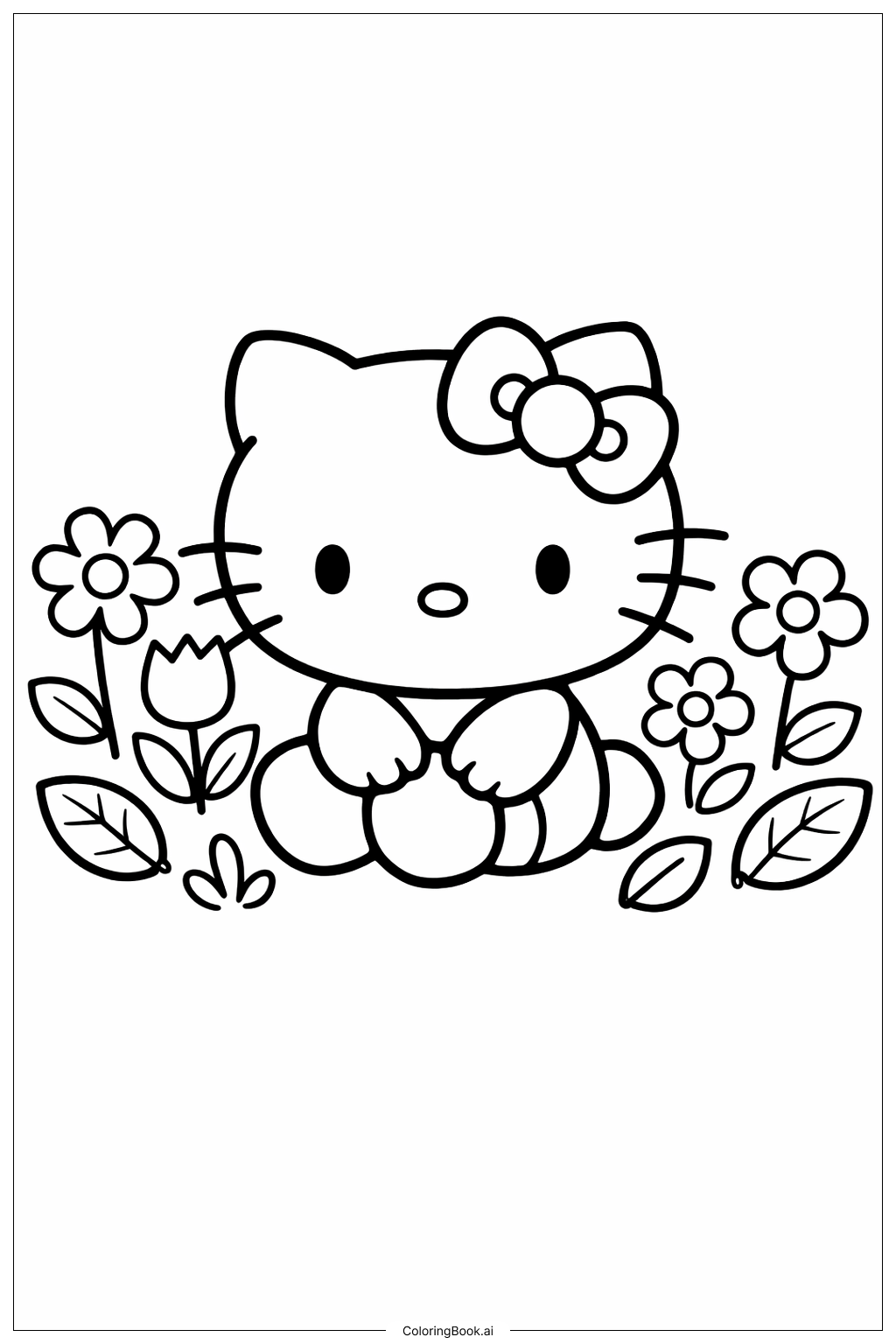 Hello Kitty 棉花糖在花園著色頁