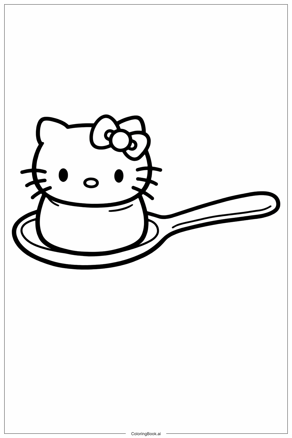 Hello Kitty 棉花糖在湯匙上著色頁