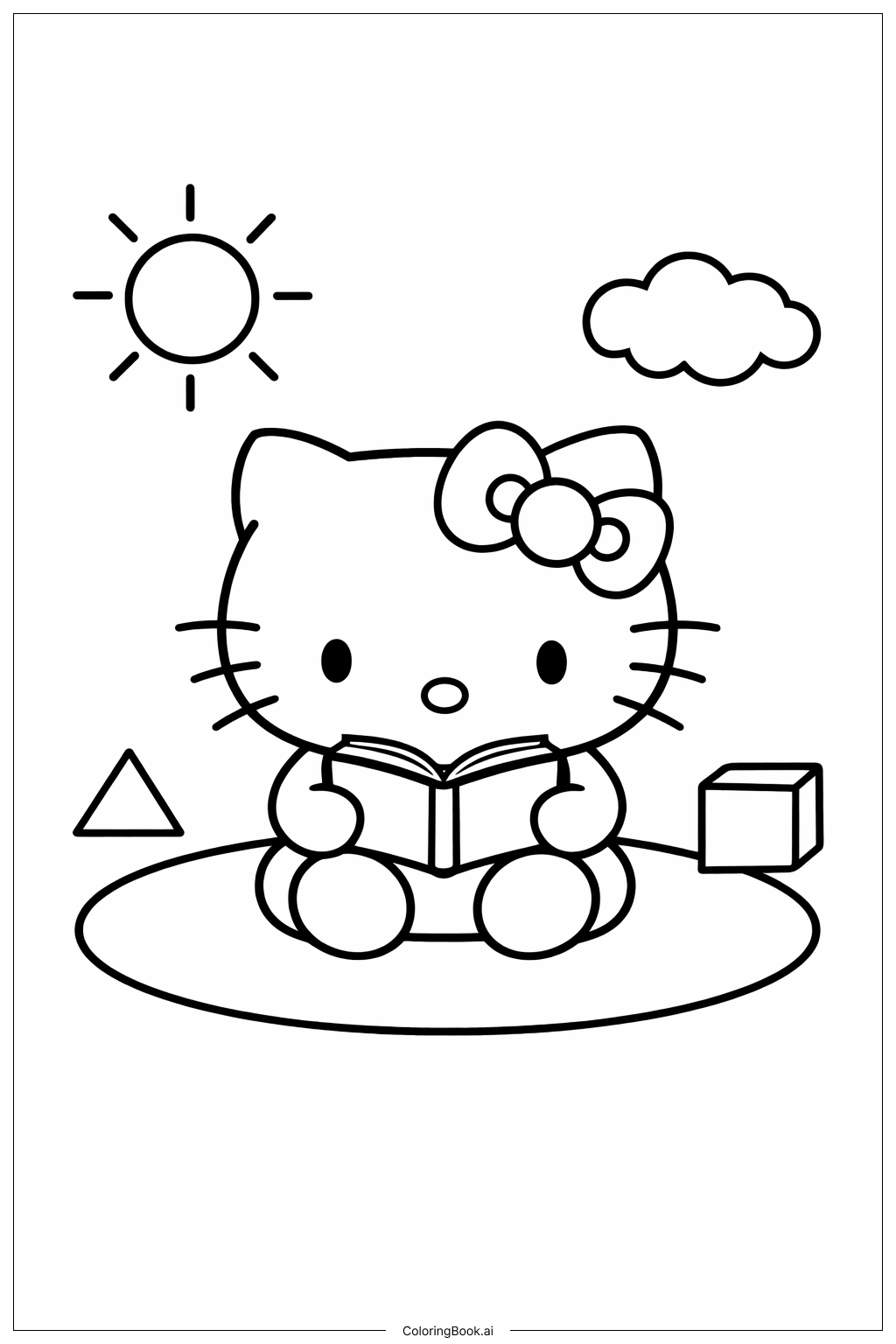 Hello Kitty 棉花糖看書著色頁