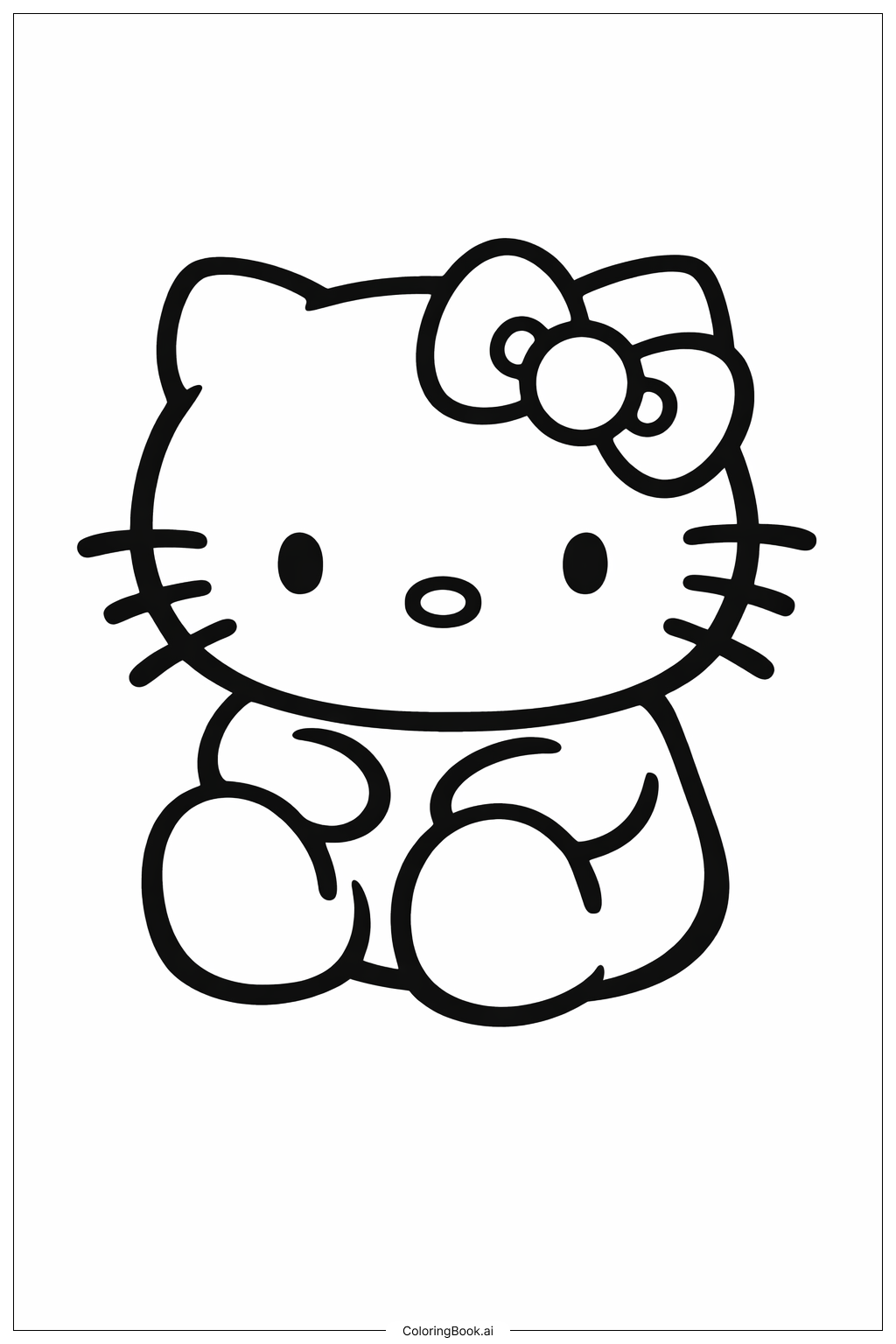 Hello Kitty 棉花糖坐姿著色頁