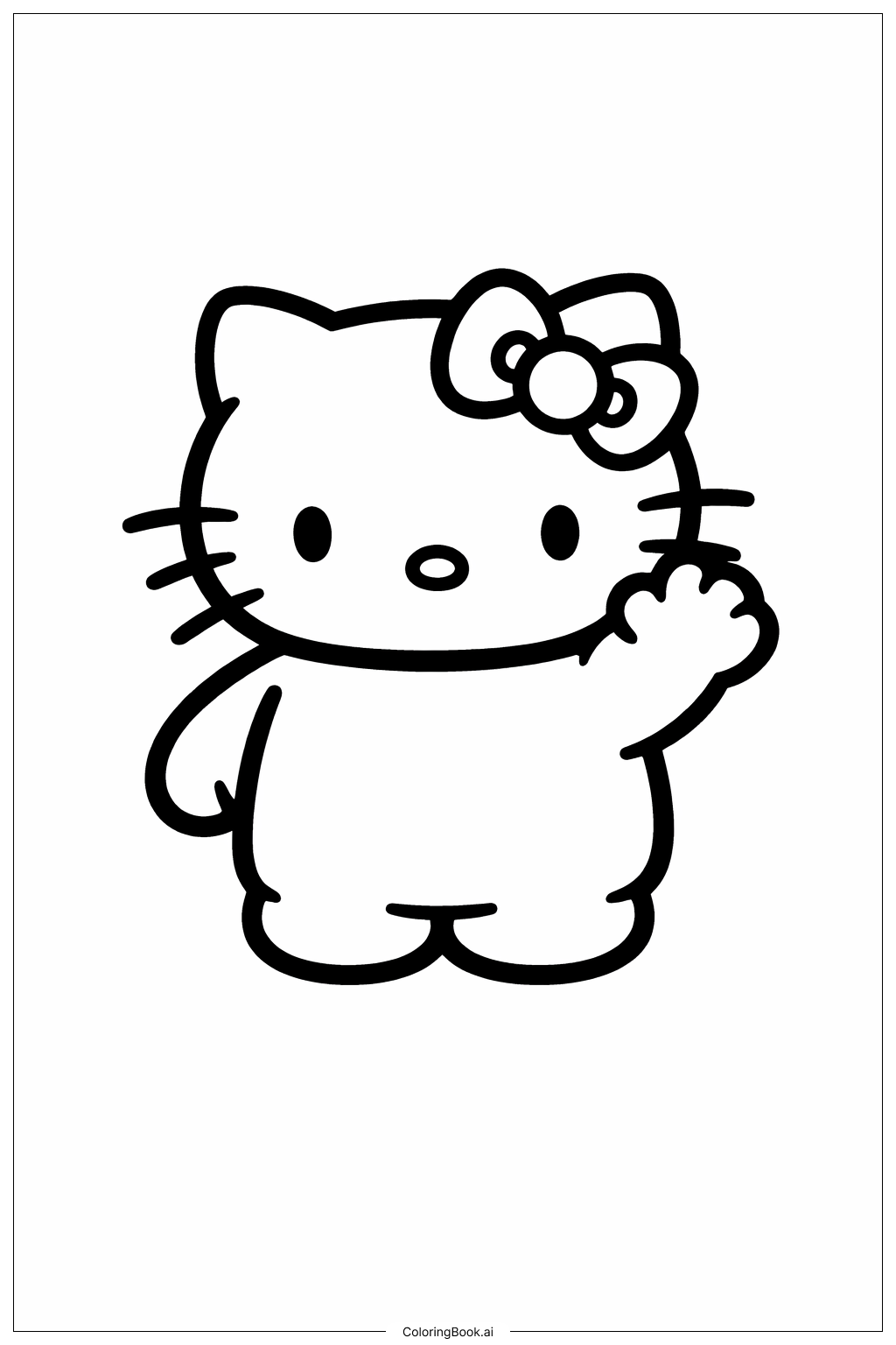 Hello Kitty 棉花糖揮手著色頁