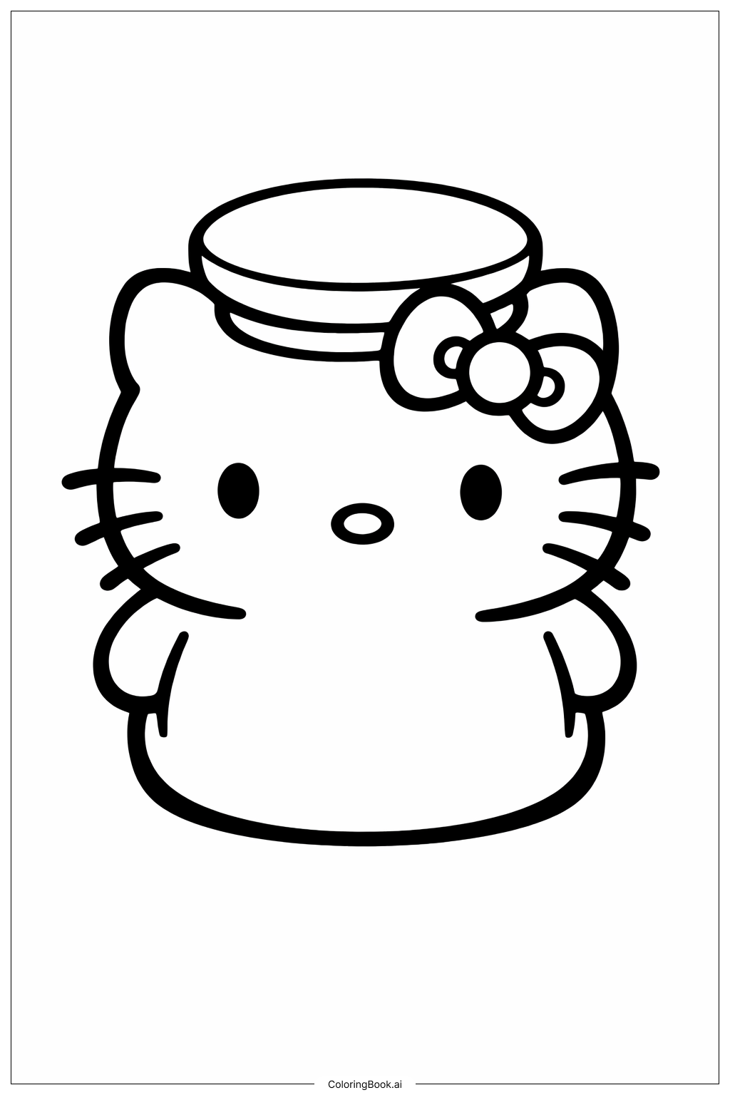 Hello Kitty 棉花糖戴帽子著色頁