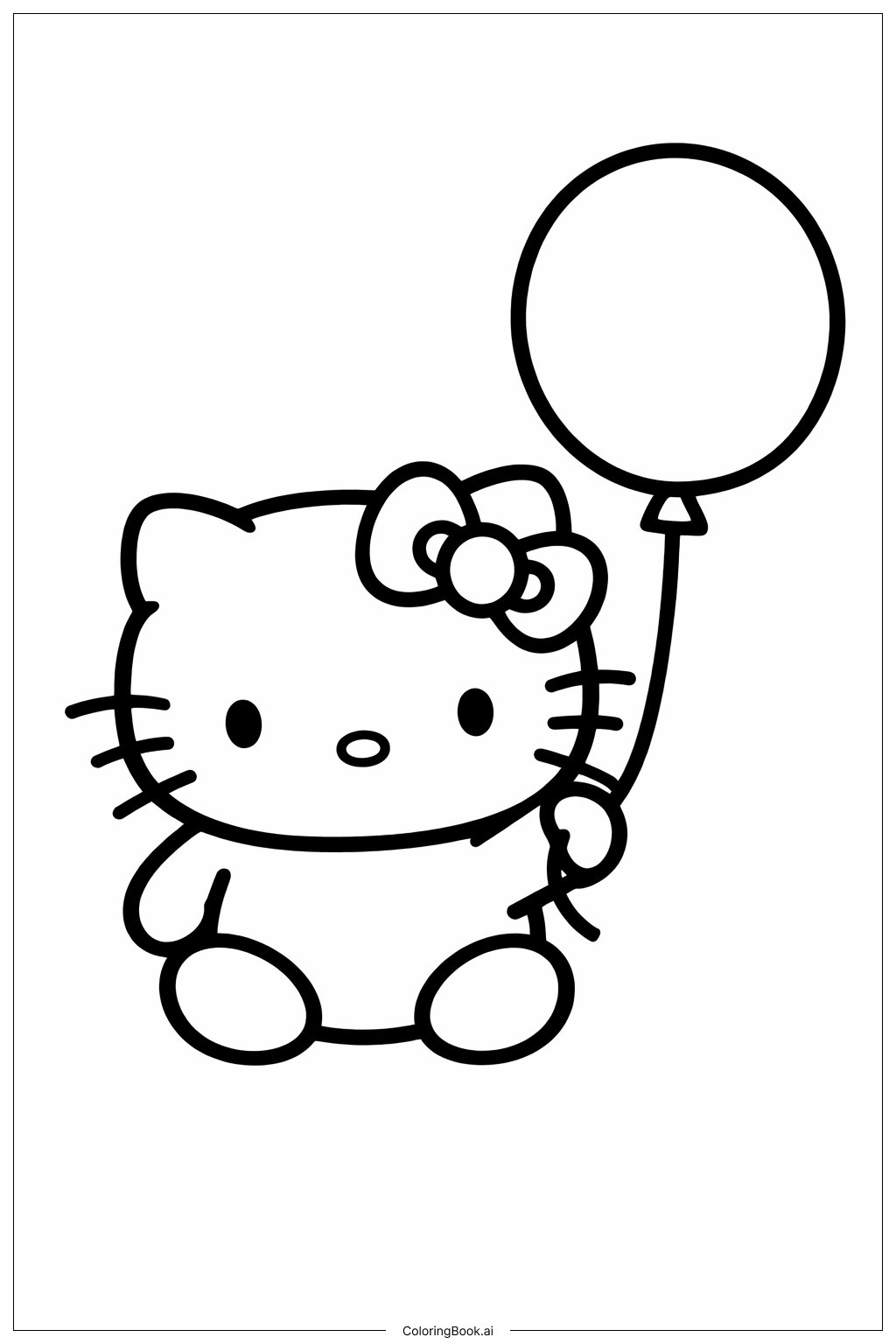 Hello Kitty 棉花糖與氣球著色頁