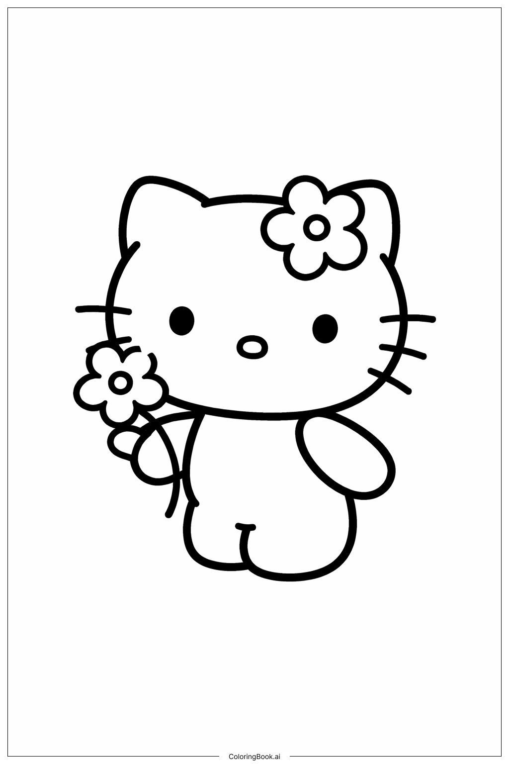 Hello Kitty 棉花糖與花朵著色頁