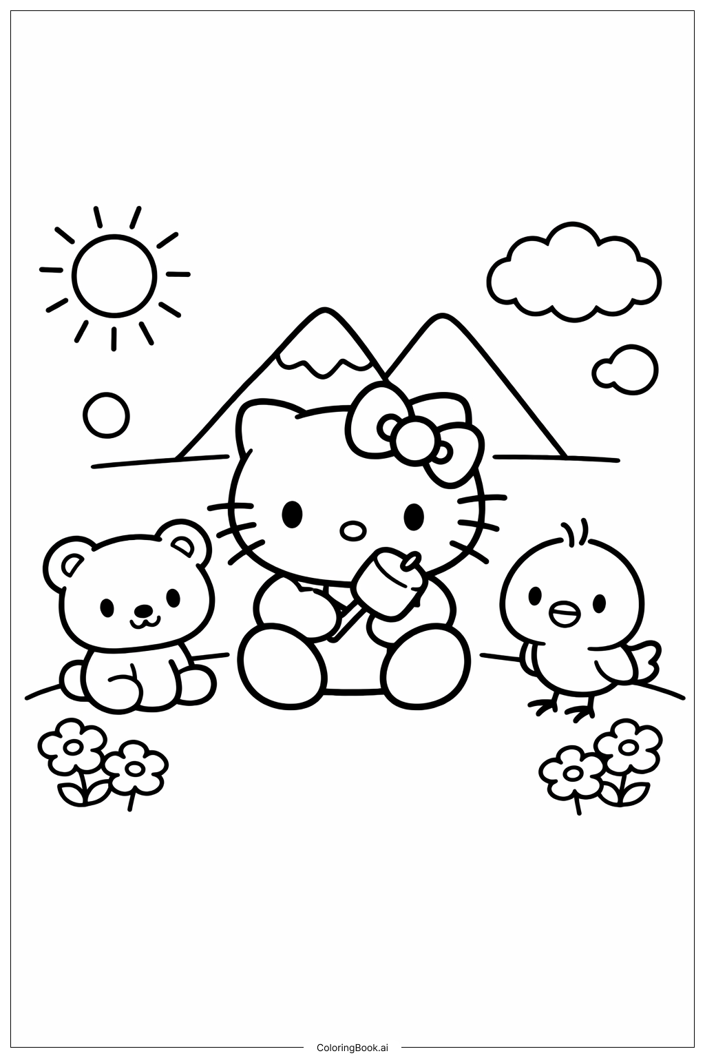 Hello Kitty 棉花糖與朋友們著色頁