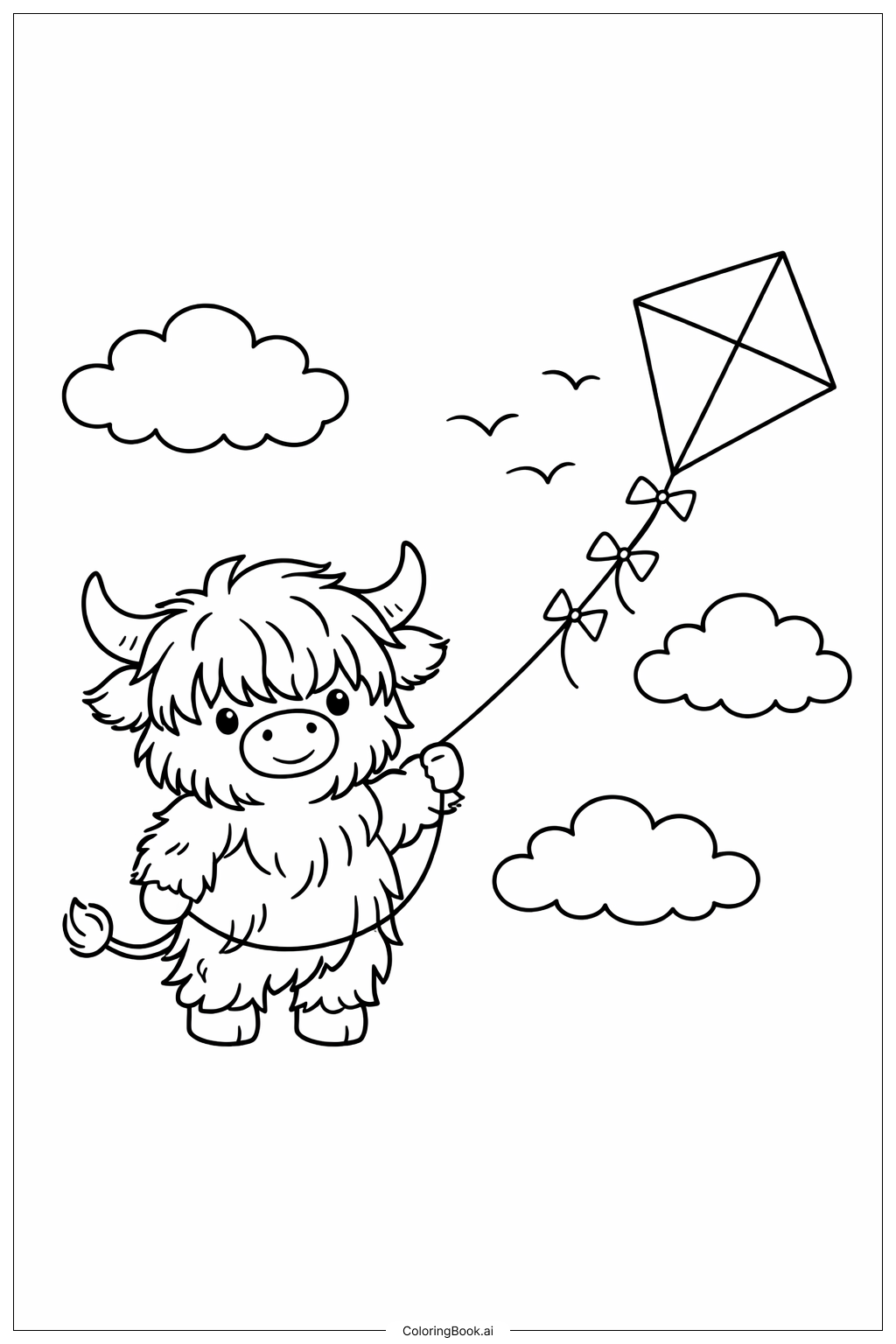  風箏與高地牛著色頁 