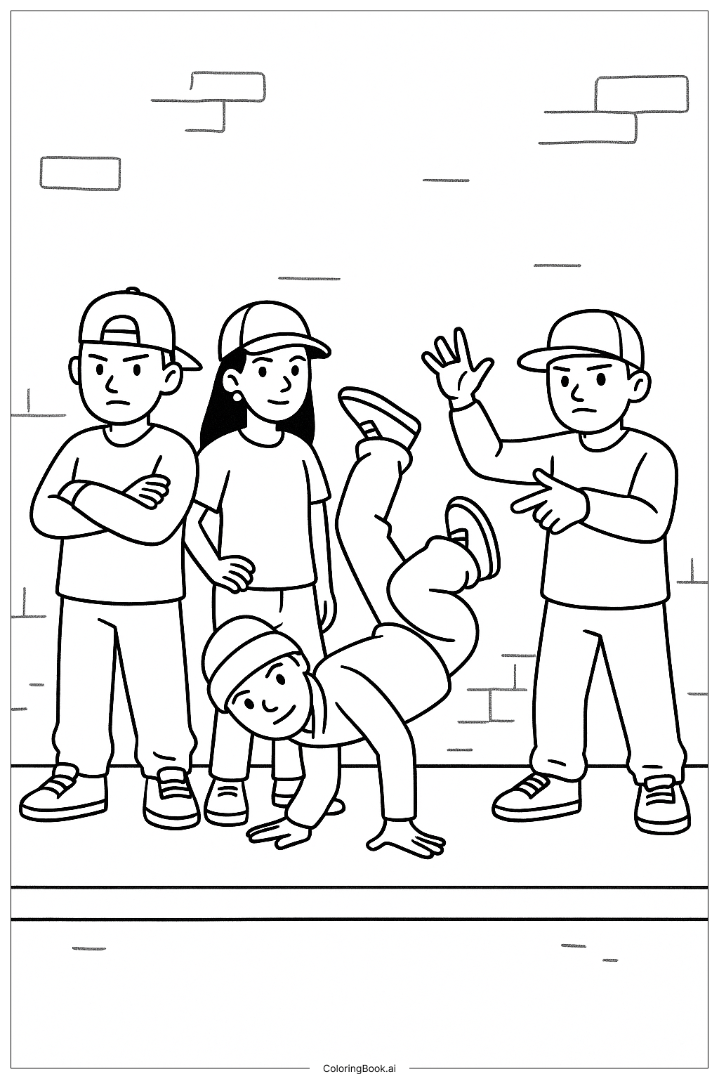  Hip Hop Dance Crew Coloring Page 