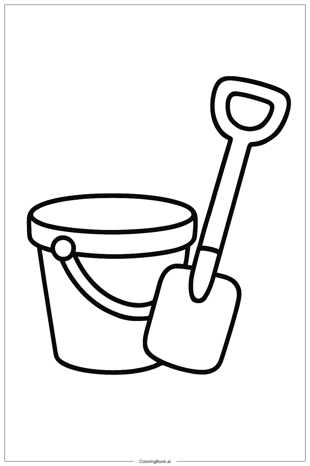 休日のバケツとシャベルの塗り絵ページ