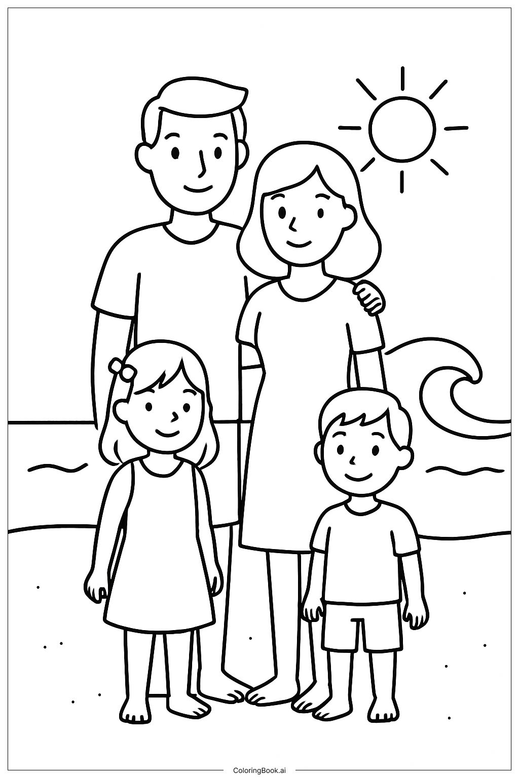 ビーチでの家族の休日