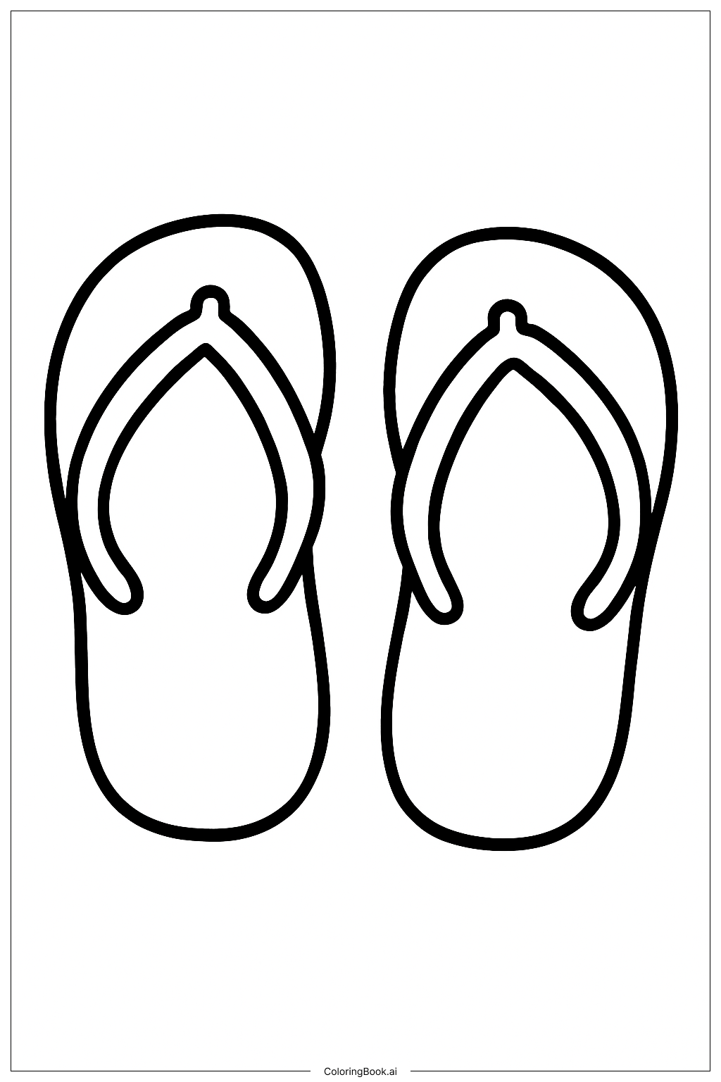 休日用ビーチサンダルの塗り絵ページ