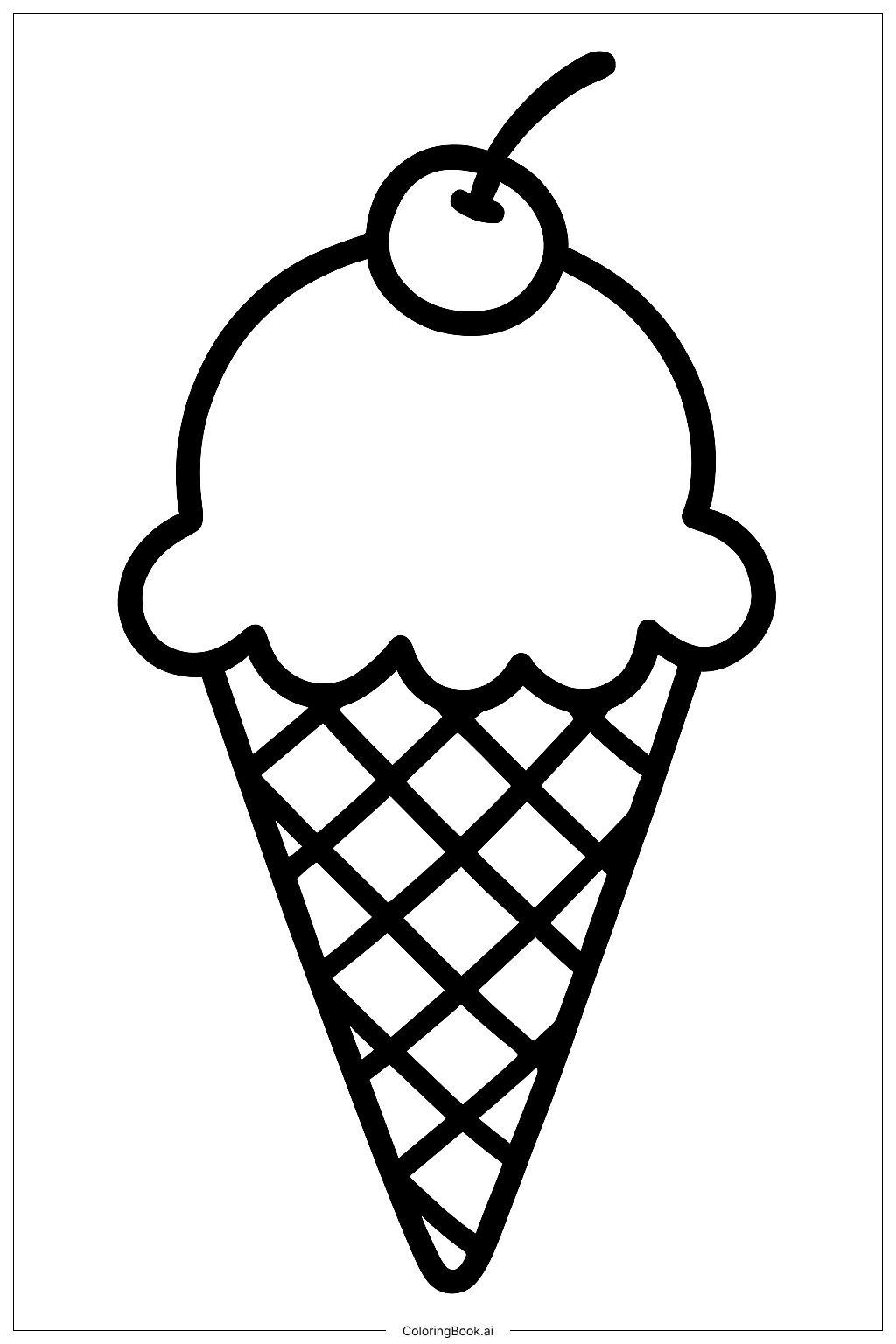 ホリデーアイスクリームコーンの塗り絵ページ