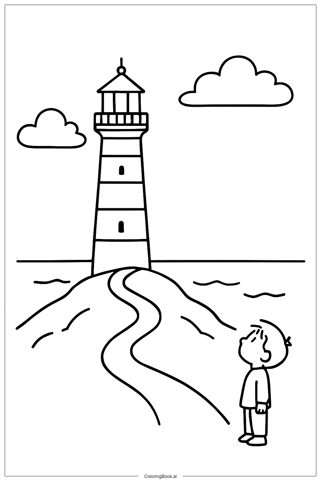 假期灯塔游填色页