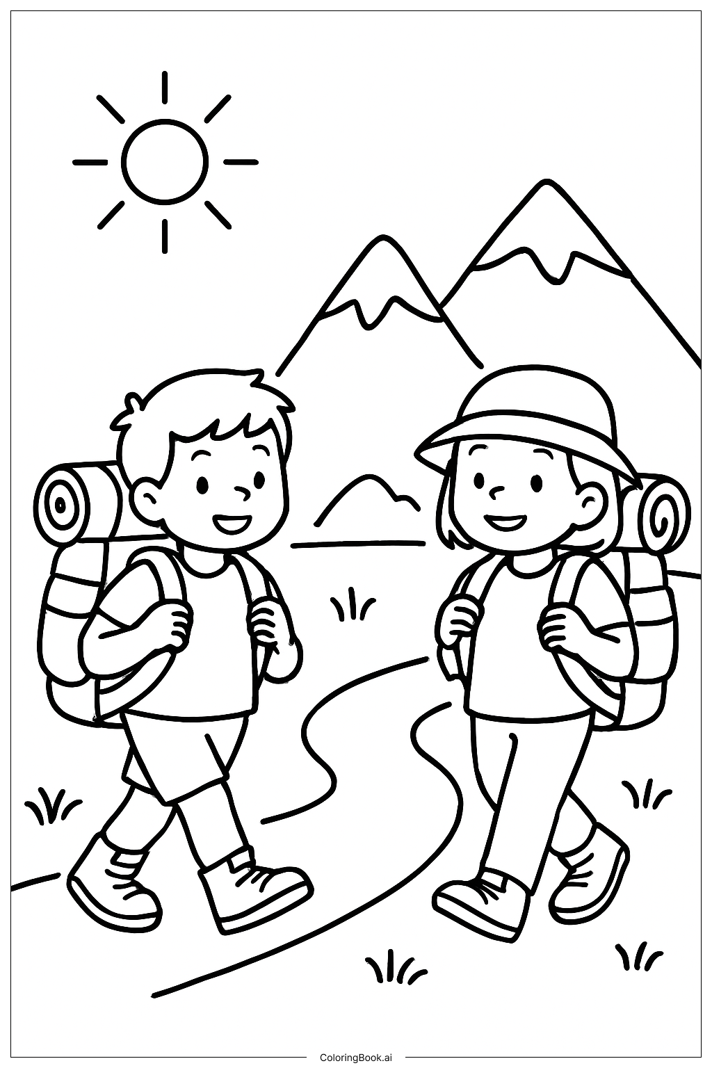  Holiday Mountain Hike Coloring Page 