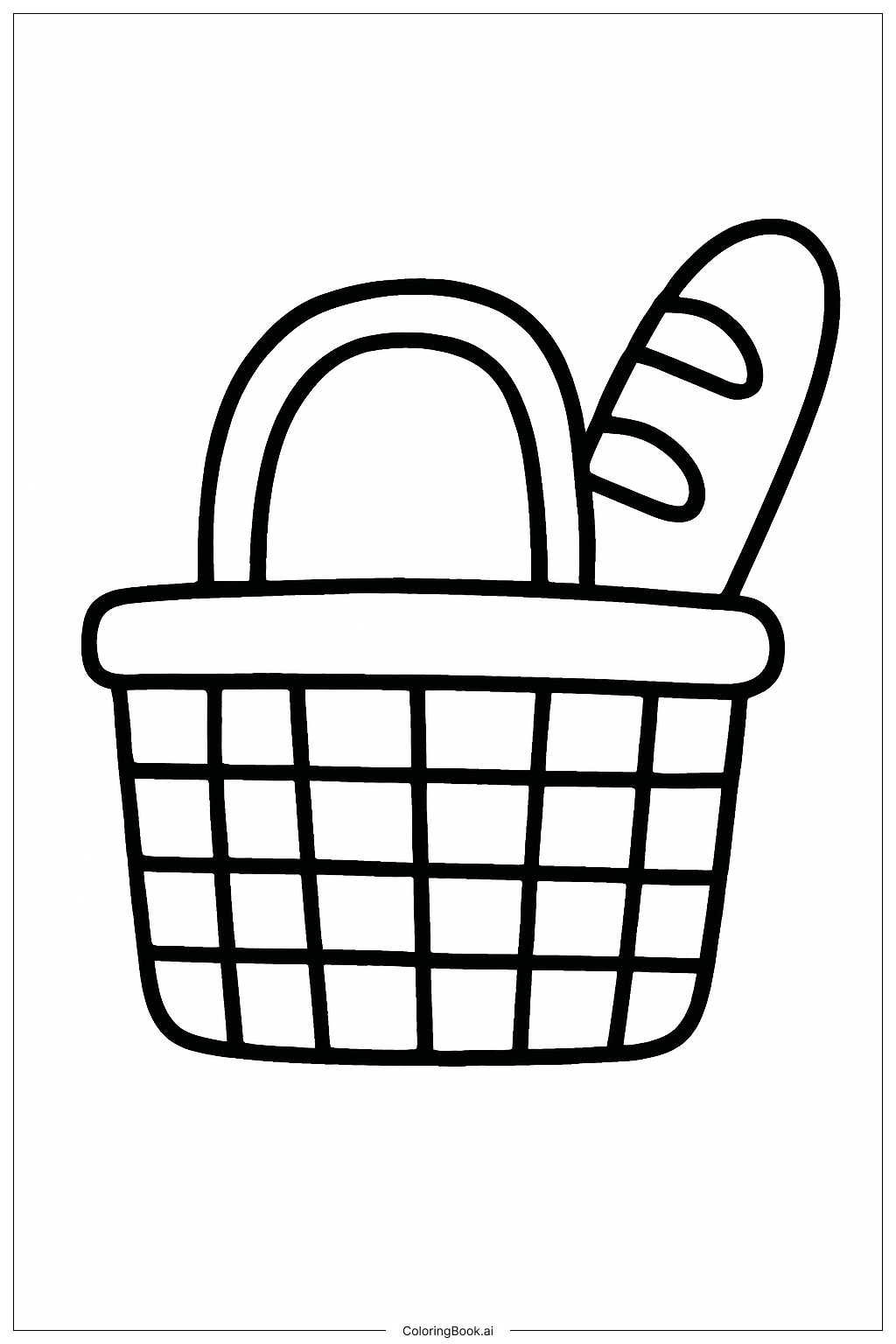 休日のピクニックバスケットの塗り絵ページ