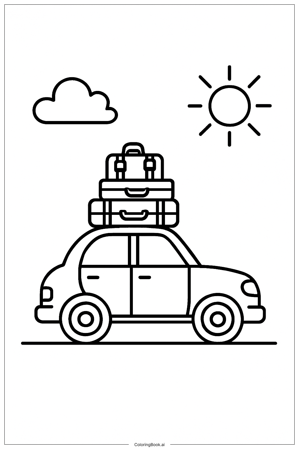  假日自驾游汽车填色页 