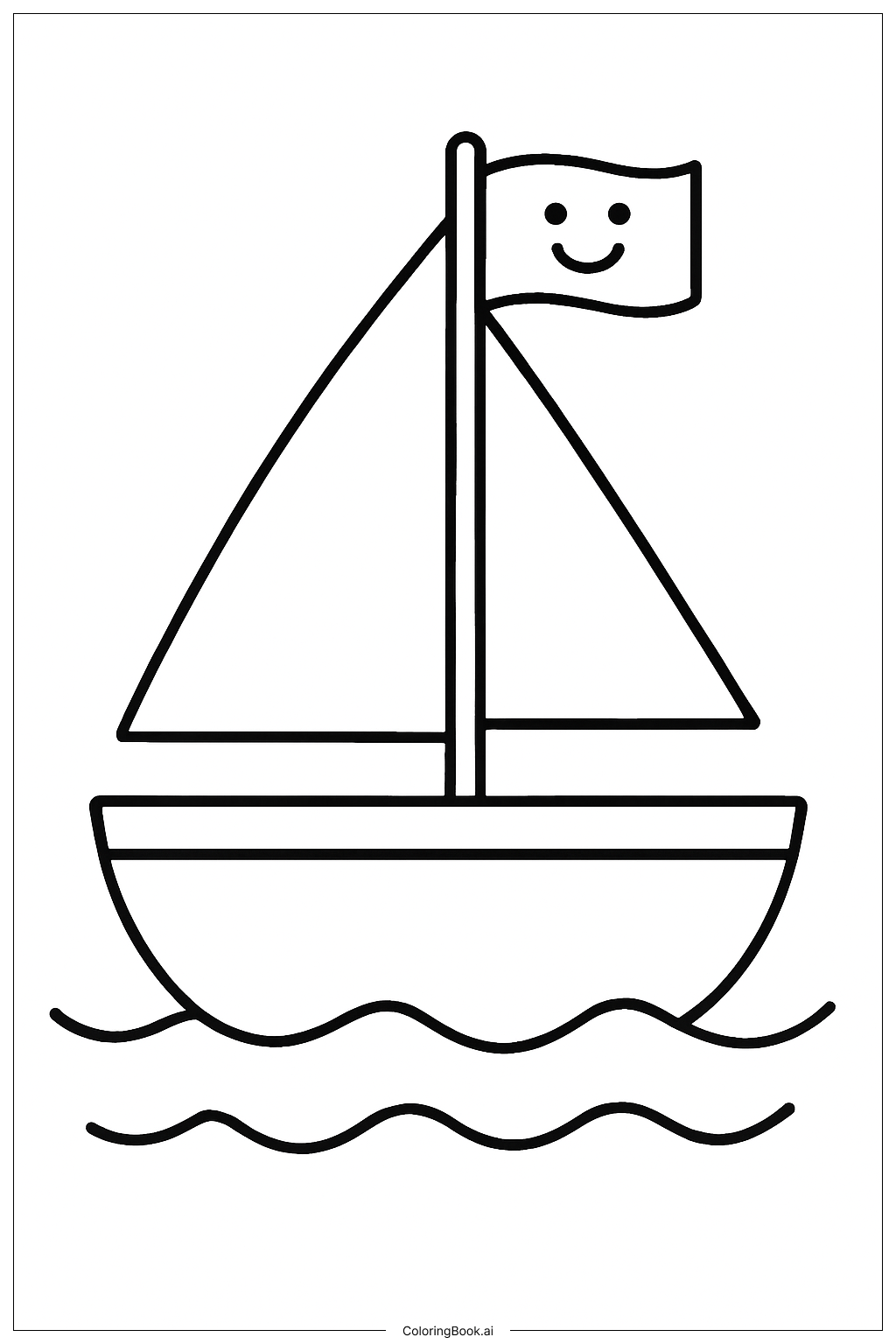 ホリデーセイルボートの塗り絵ページ