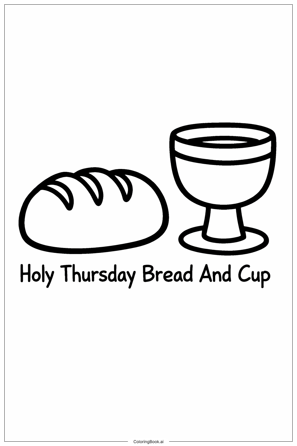 聖木曜日のパンと杯の塗り絵ページ