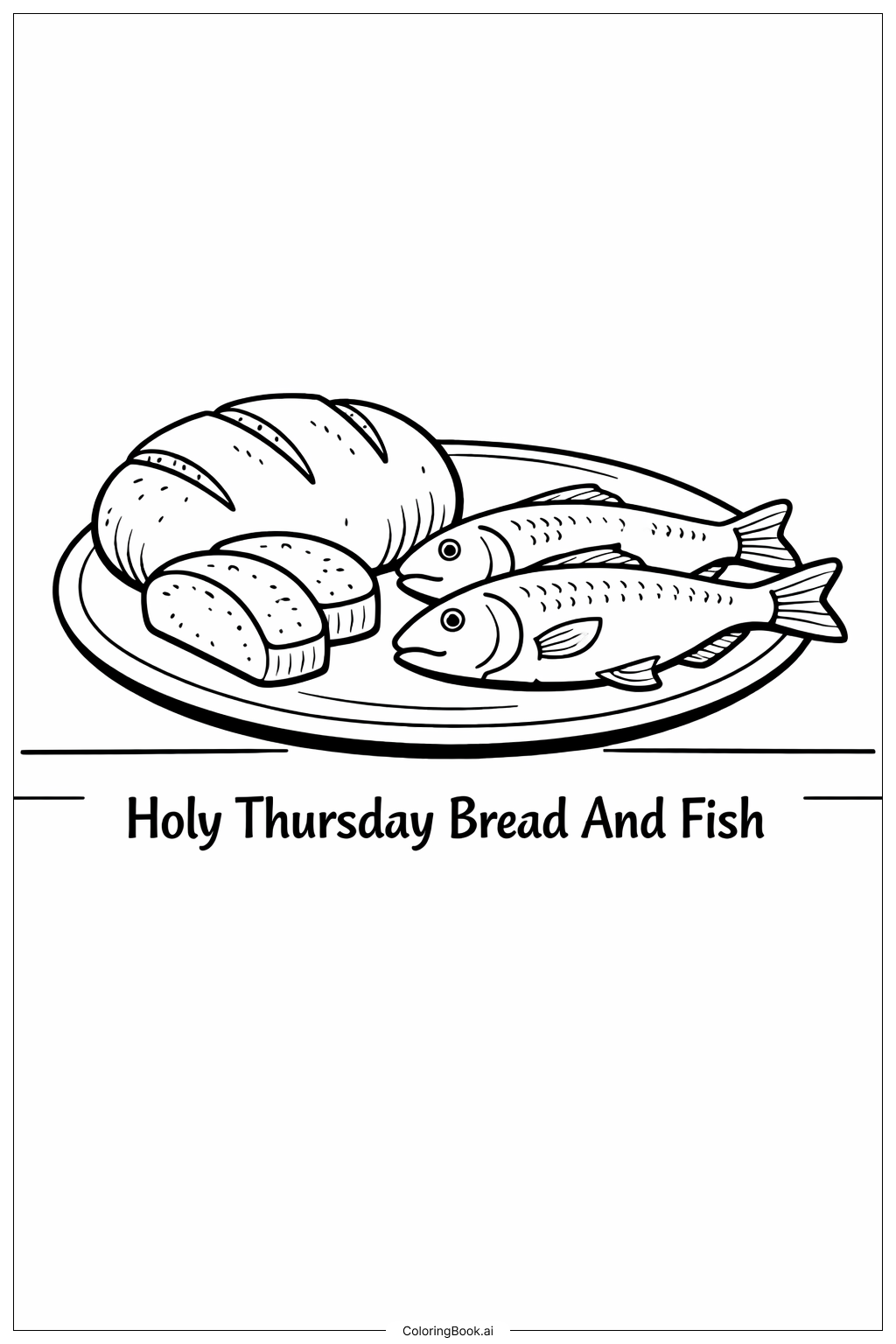 Page de coloriage Pain et Poisson du Jeudi Saint