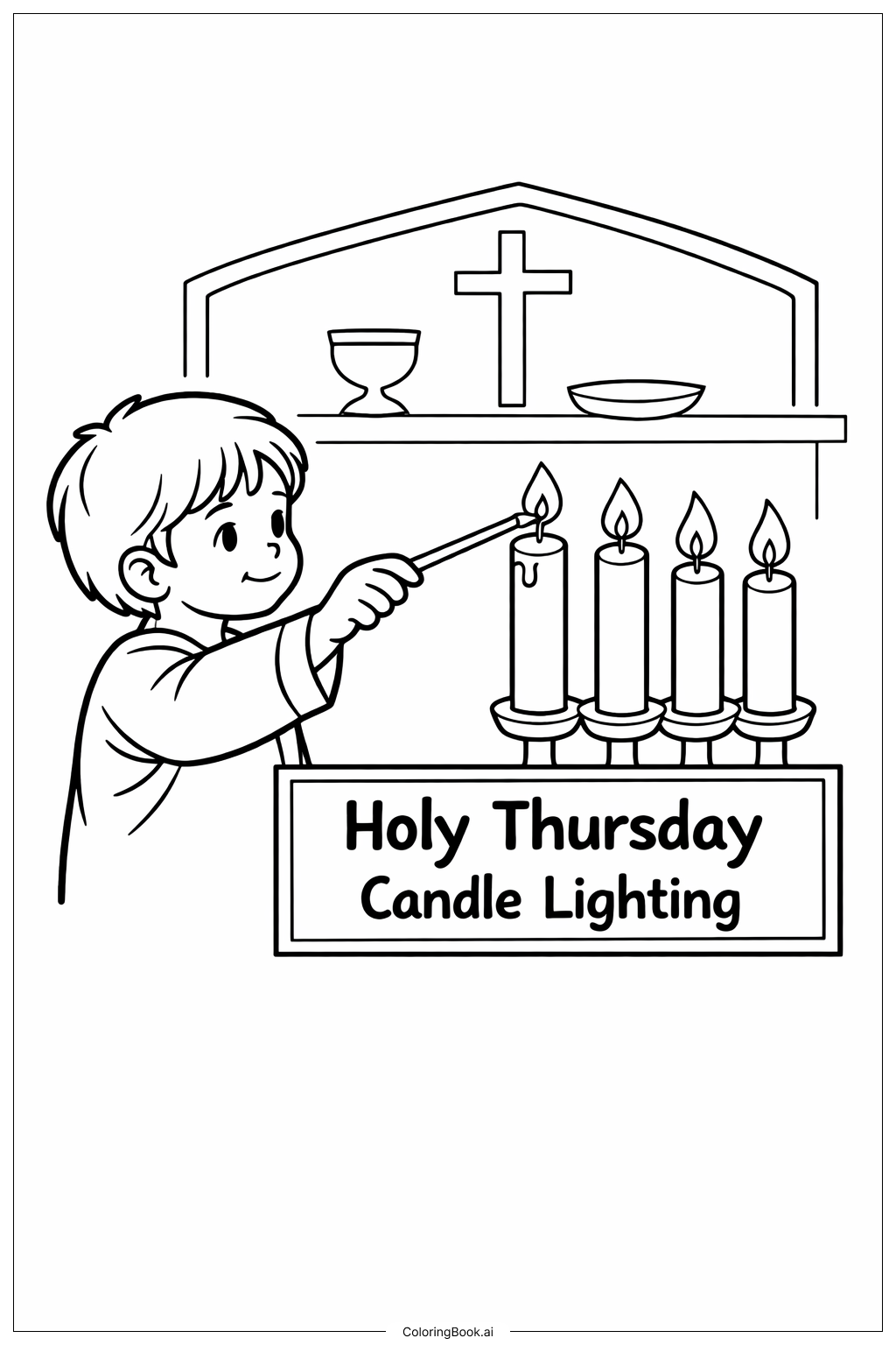 Página para colorear de Encendido de Velas del Jueves Santo