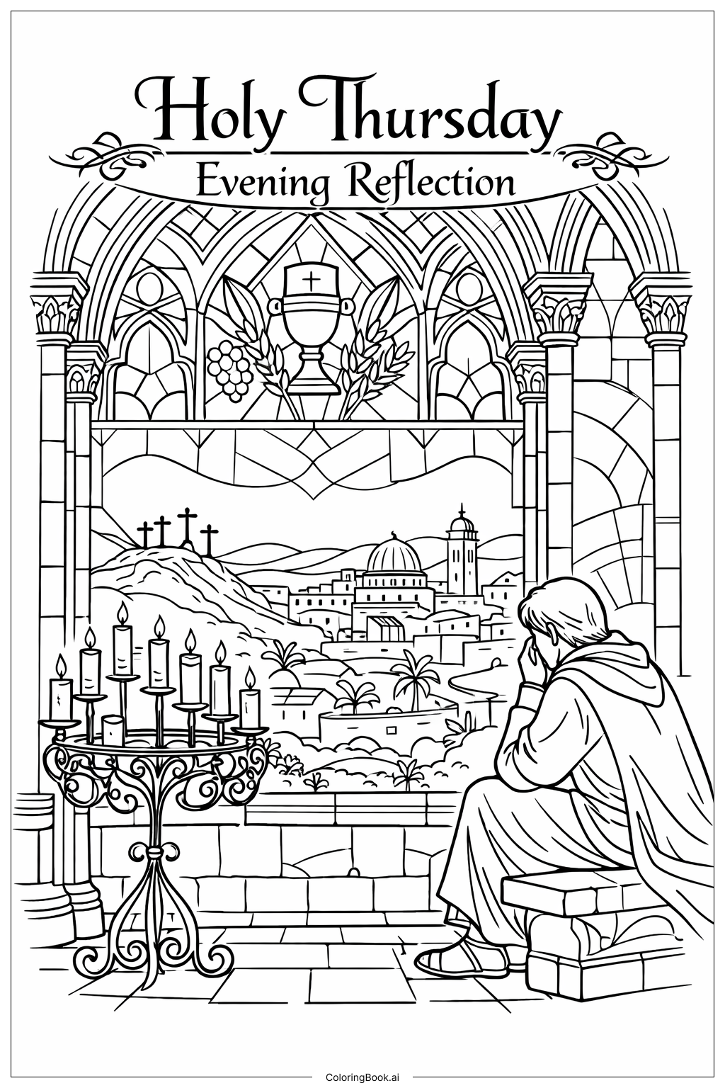 Page de coloriage Réflexion du jeudi saint soir