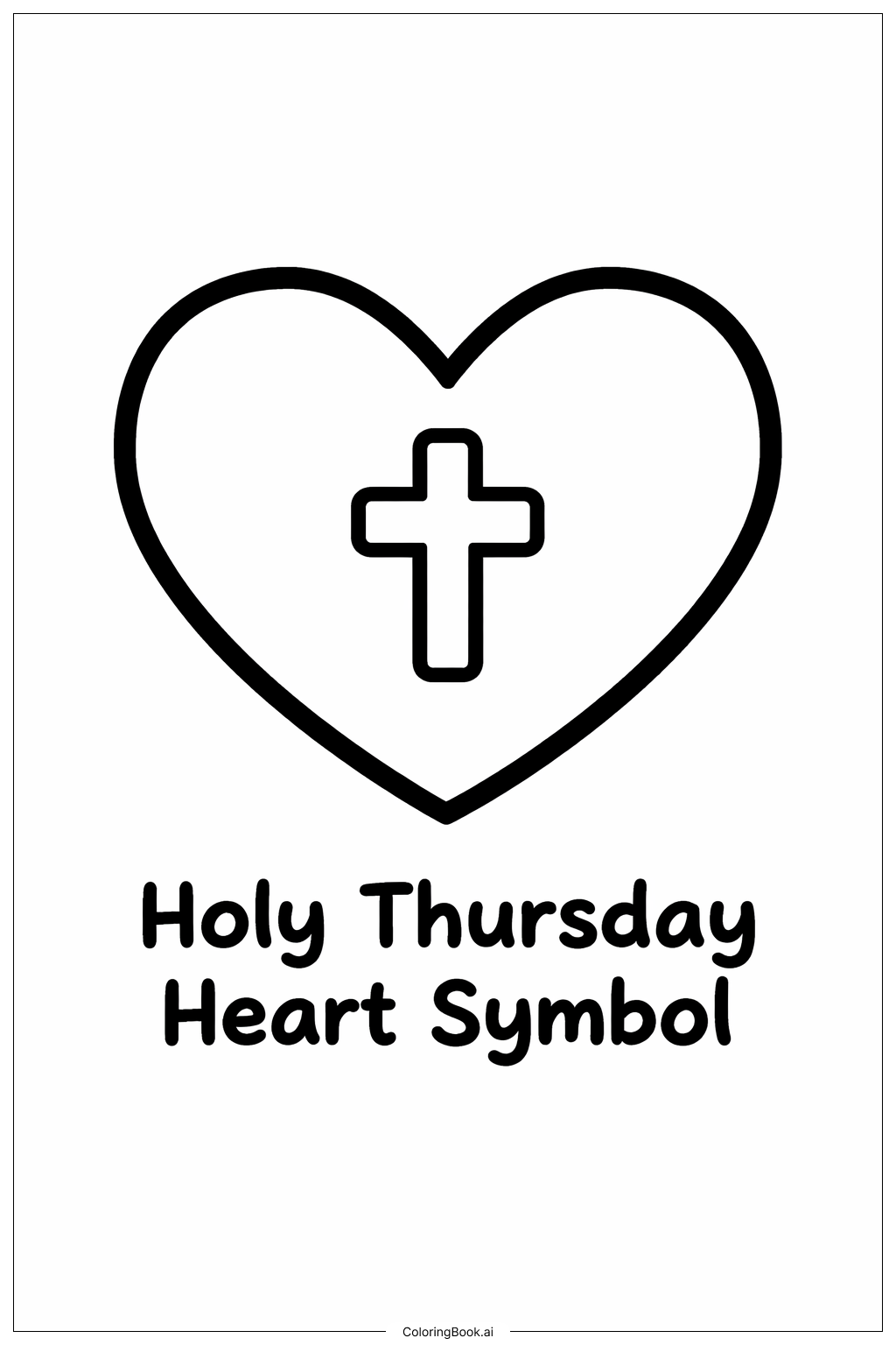 Página para colorear de Símbolo del Corazón del Jueves Santo