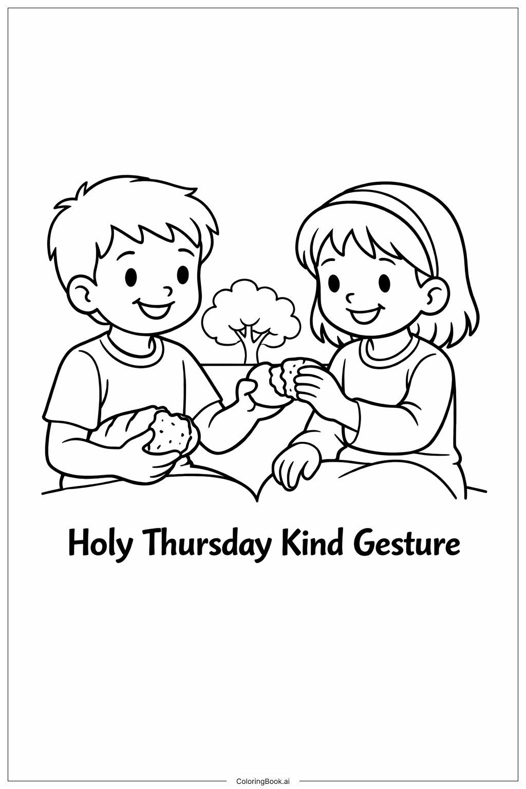 Página para colorear de Gesto amable del Jueves Santo