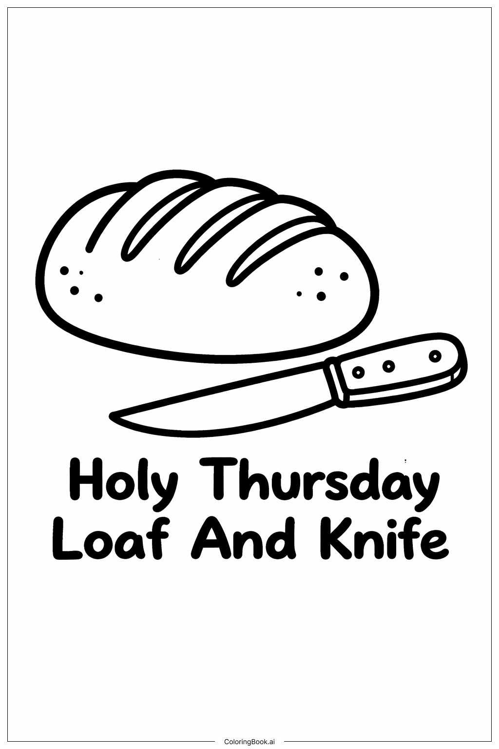 聖木曜のパンとナイフの塗り絵ページ