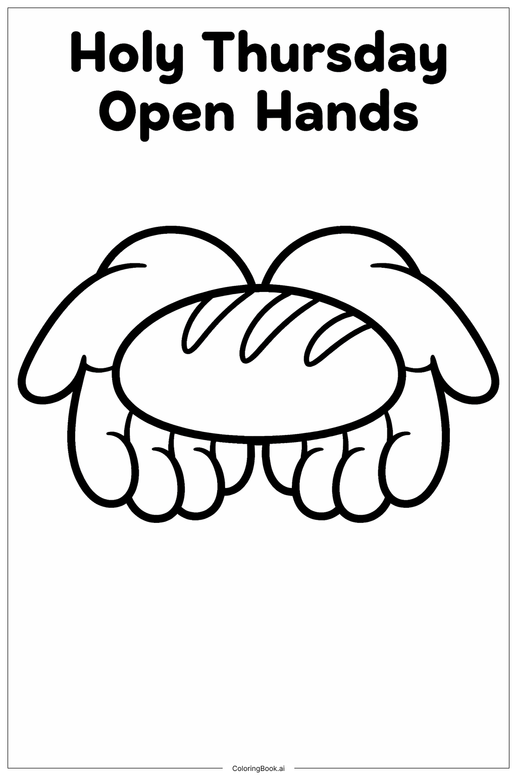 Página para colorear de Manos Abiertas del Jueves Santo