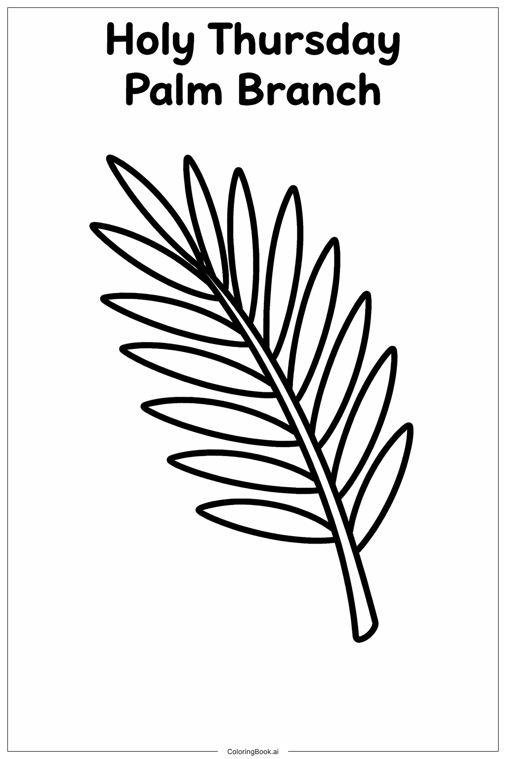 聖木曜日のヤシの枝の塗り絵ページ