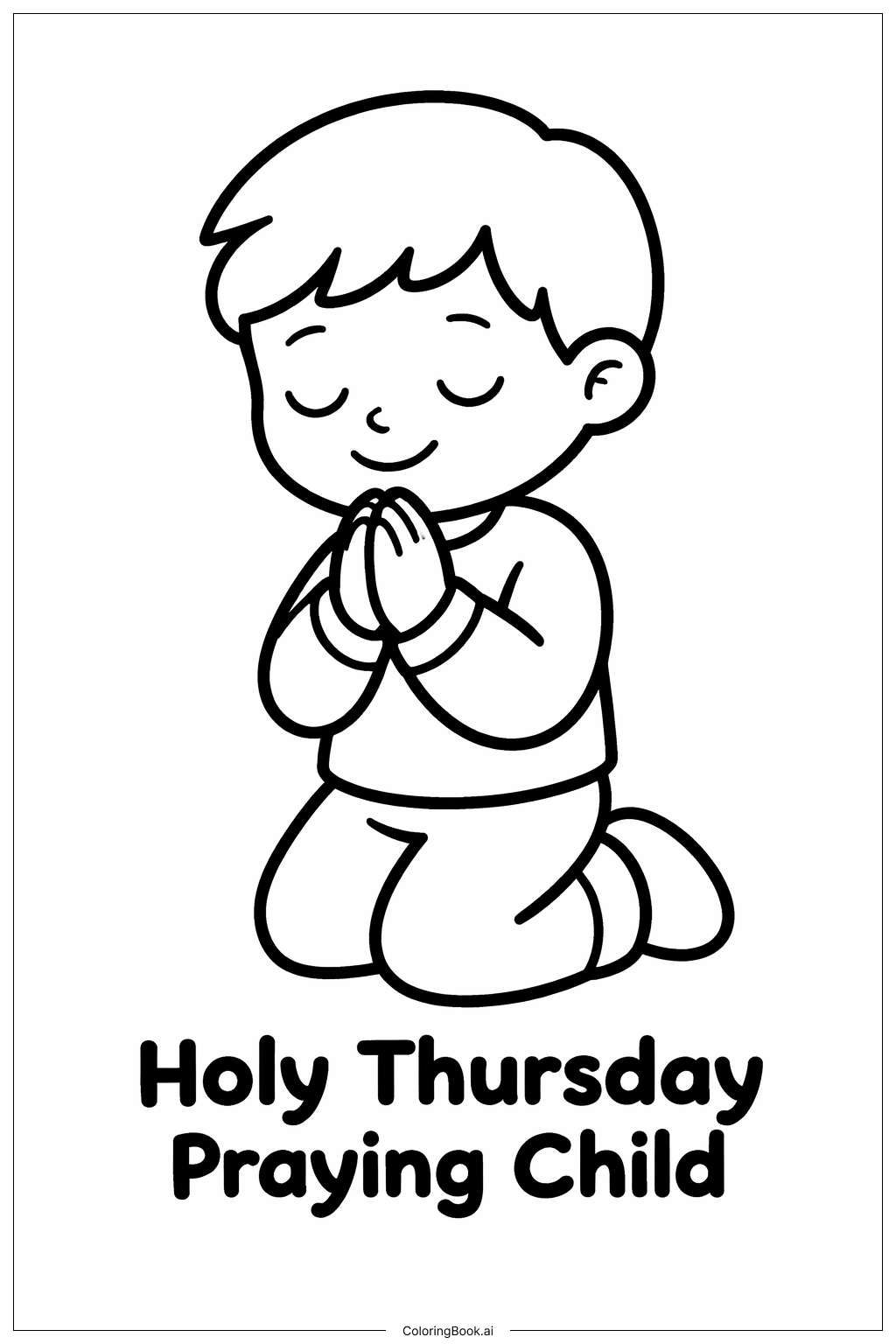 聖木曜日の祈る子供の塗り絵ページ