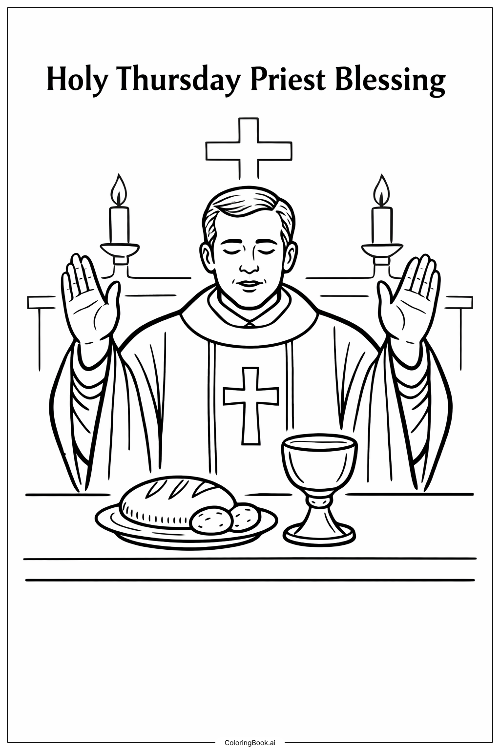 Página para colorear de Bendición del Sacerdote en Jueves Santo