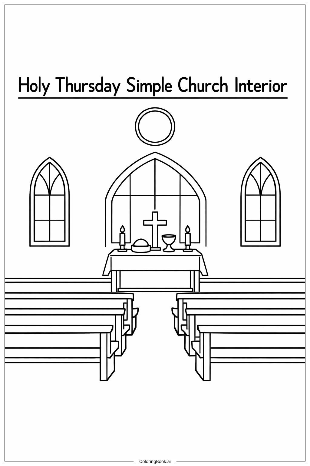 Page de coloriage Jeudi Saint Intérieur Simple d'Église