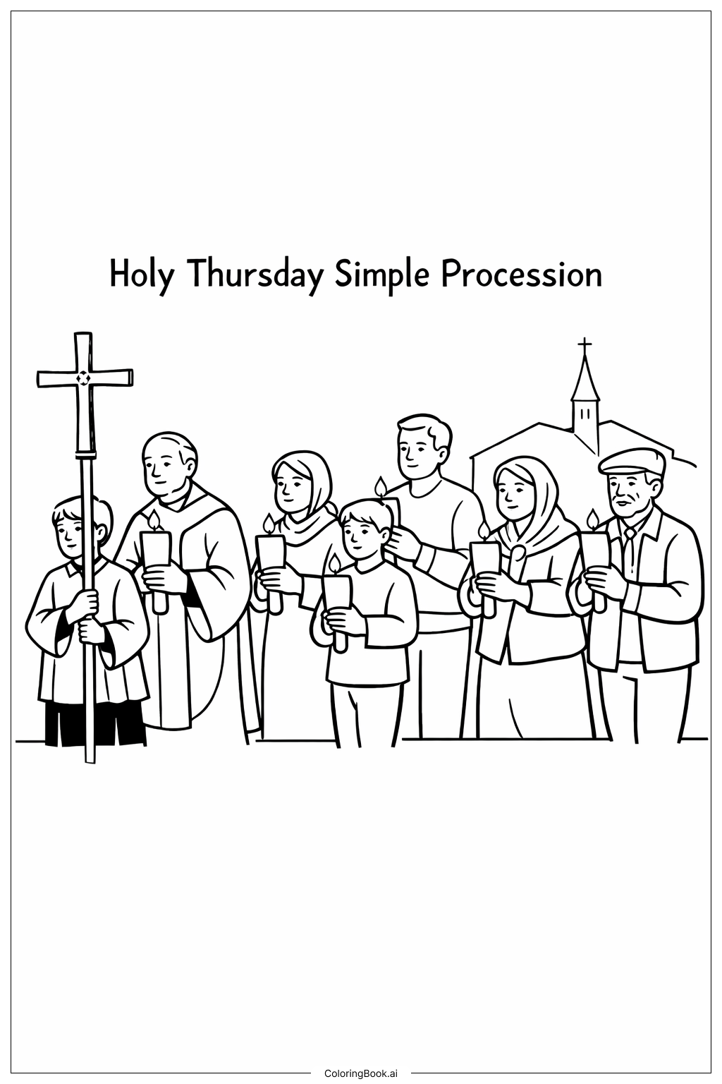 Página para colorear de Procesión Simple del Jueves Santo