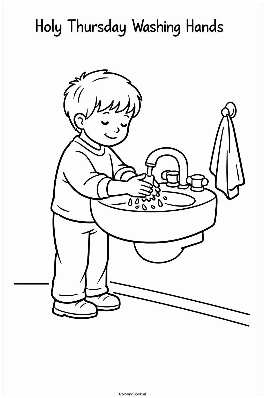 Page de coloriage Jeudi Saint Lavage des Mains