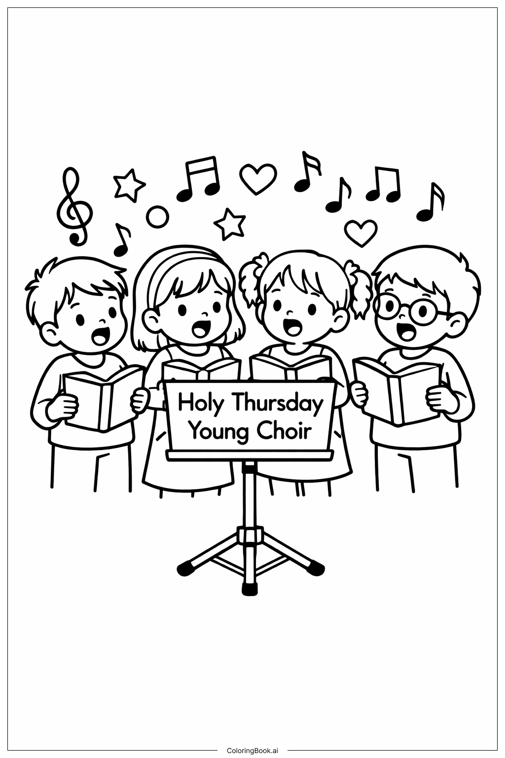Página para colorear de Coro Joven del Jueves Santo