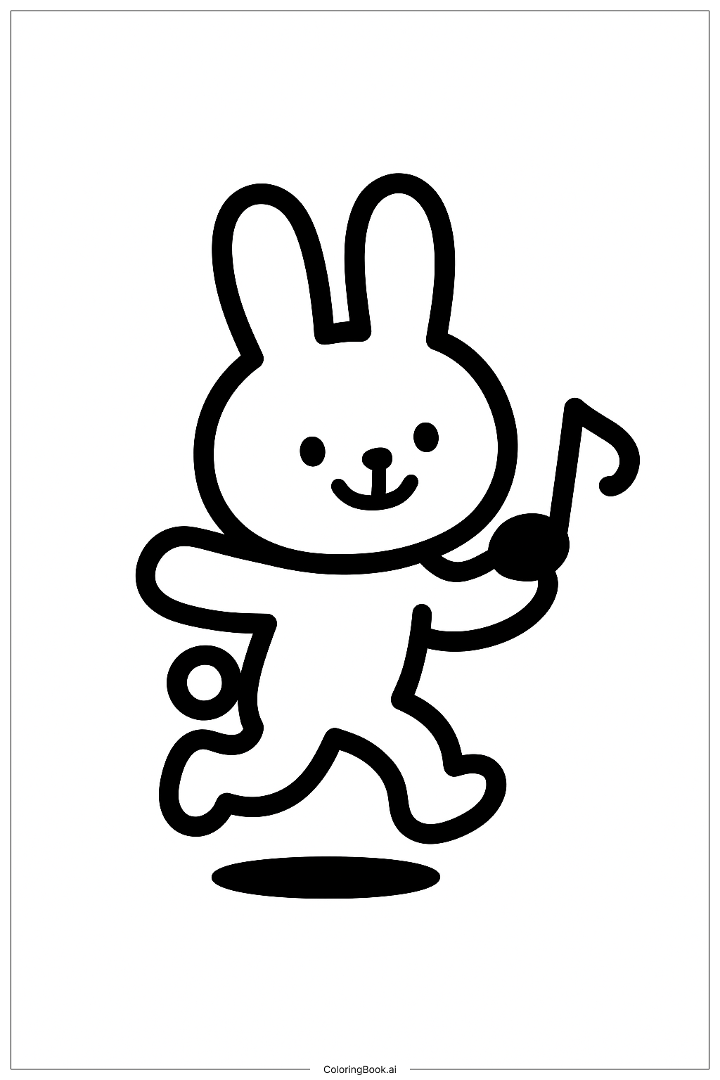  Página para colorear de Conejo Musical Saltarín 