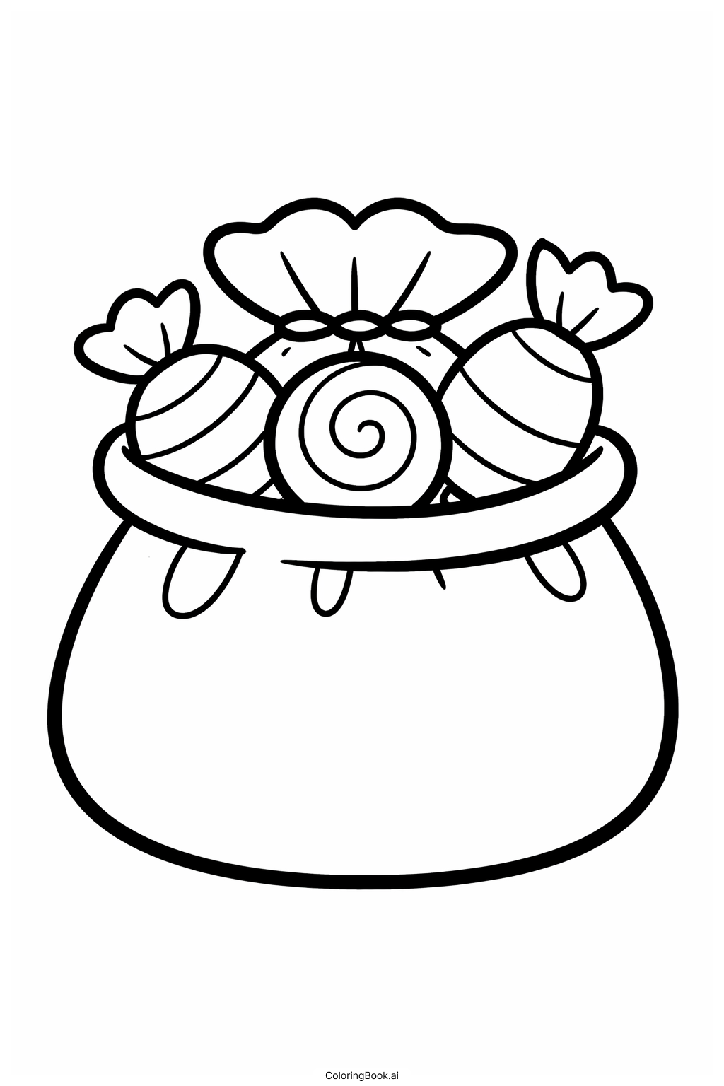  ホラーカンディバッグの塗り絵ページ 