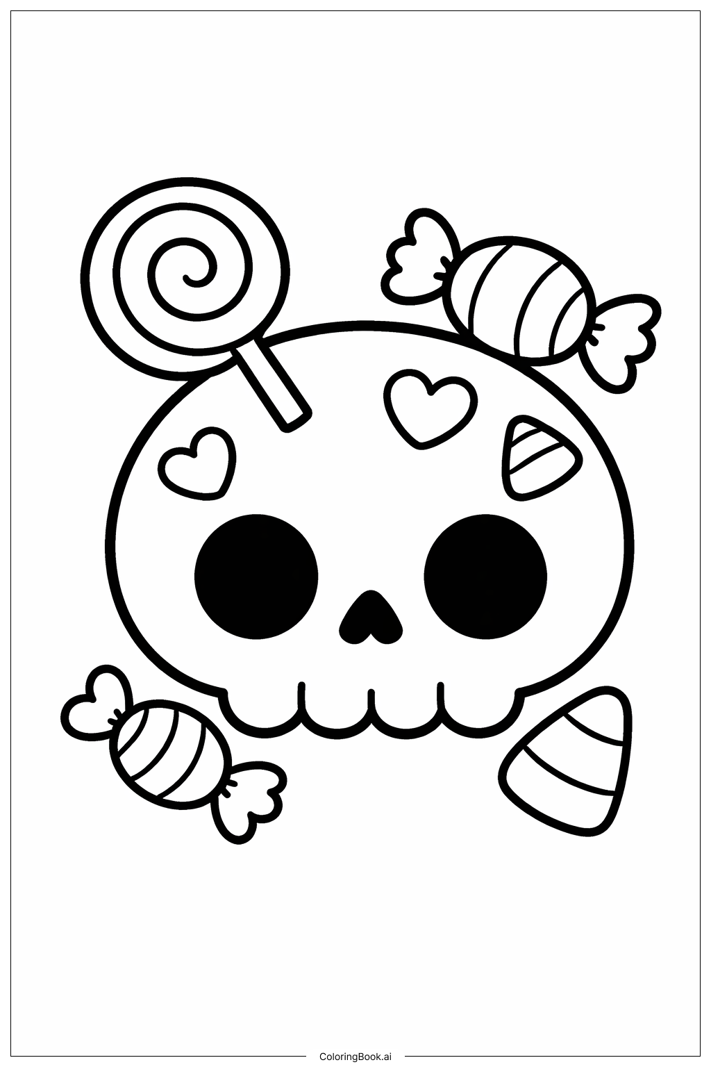  호러 캔디 해골 색칠공부 페이지 