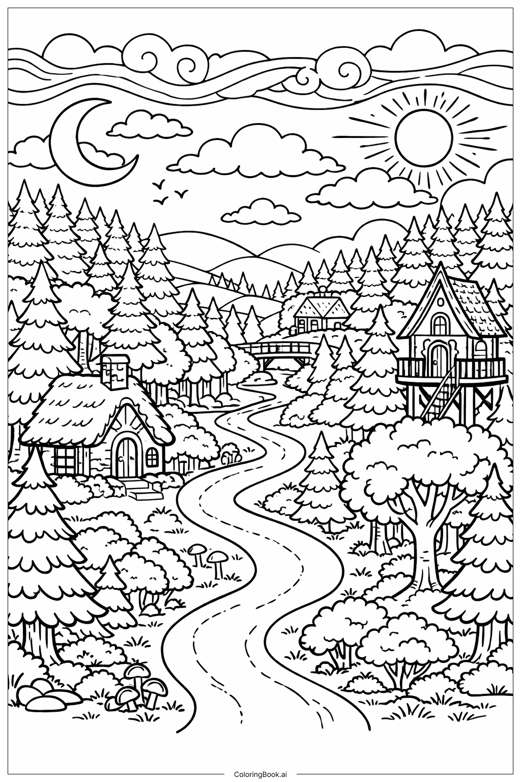  ホラーフォレストディープの塗り絵ページ 