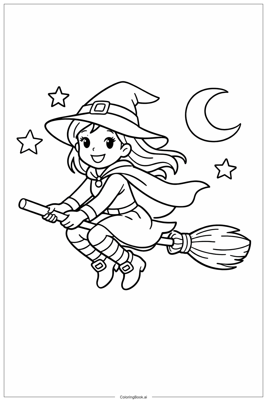  ホラーでも親しみやすい魔女の塗り絵ページ 