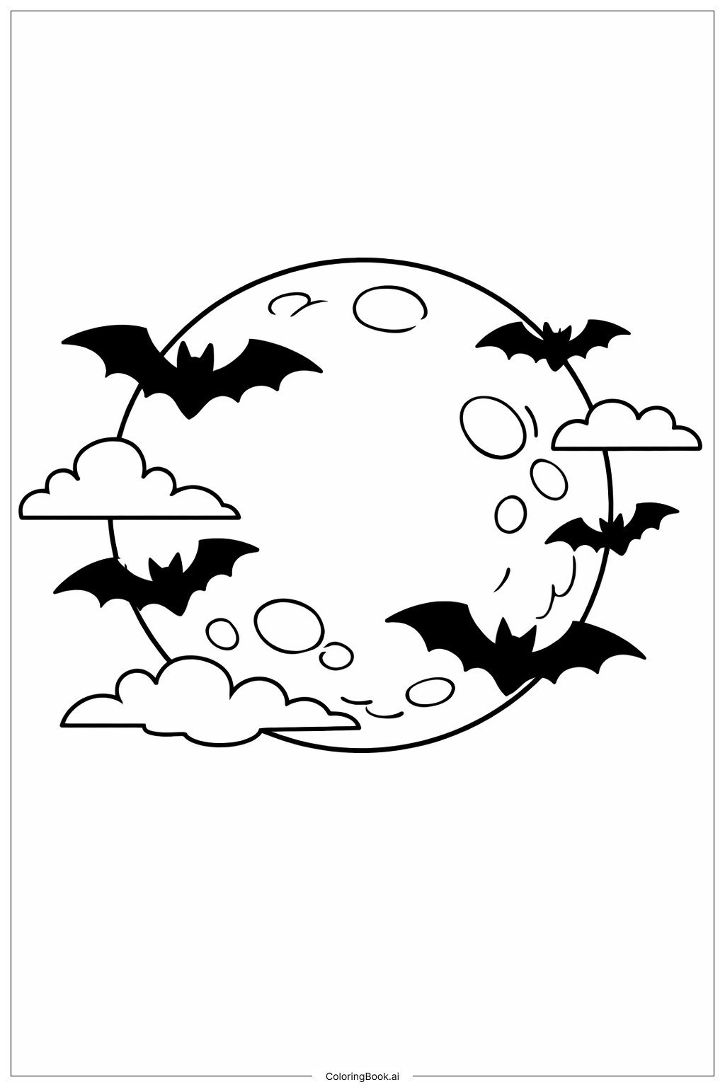 ホラー満月の塗り絵ページ