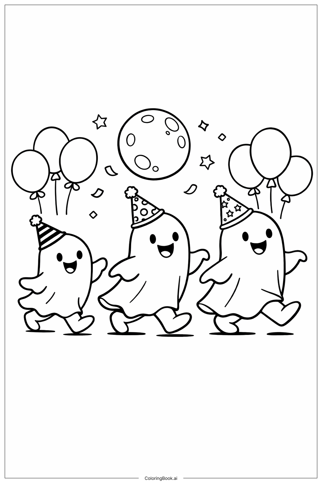  Página para colorear de Desfile de Fantasmas de Terror 