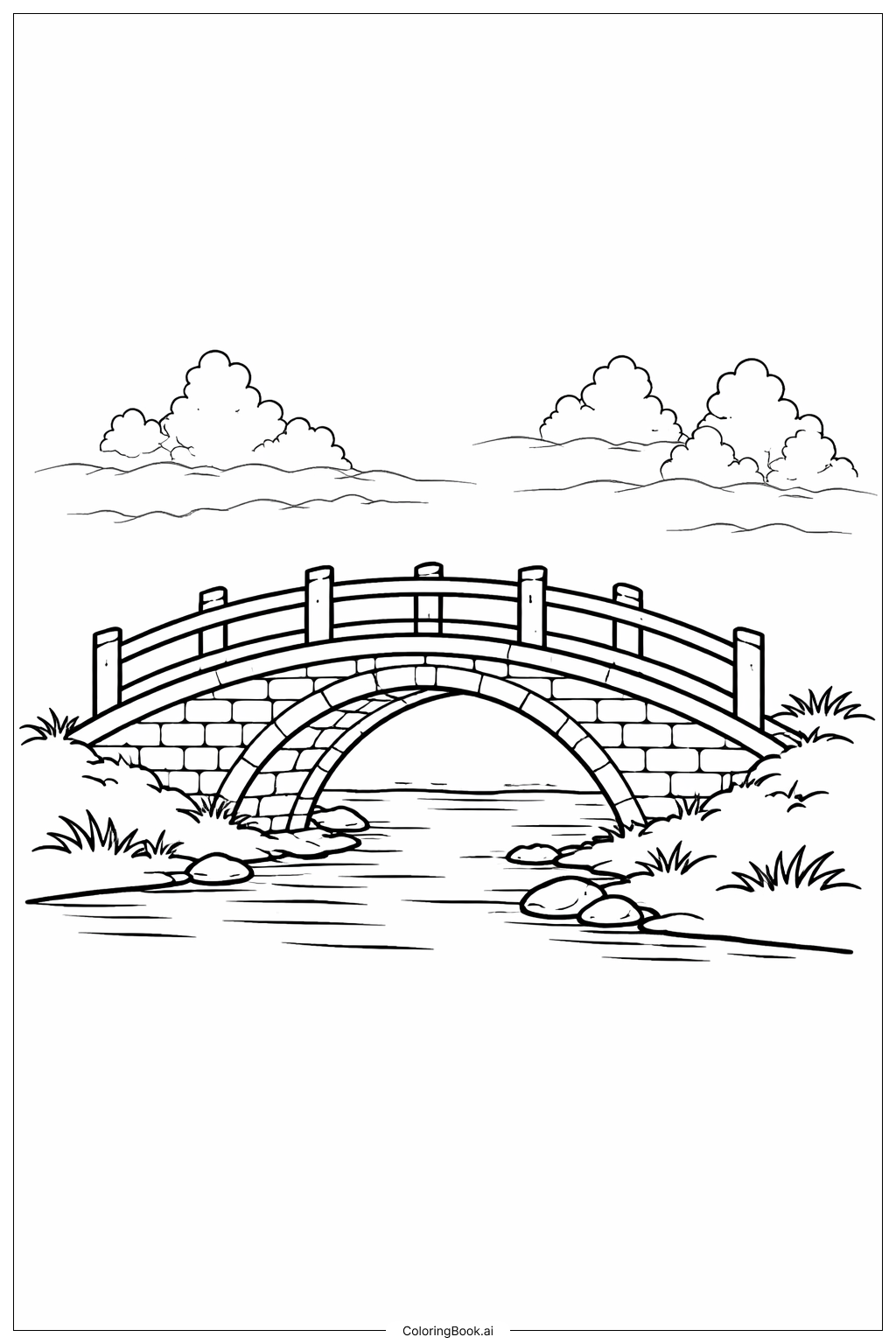 ホラーの呪われた橋の塗り絵ページ