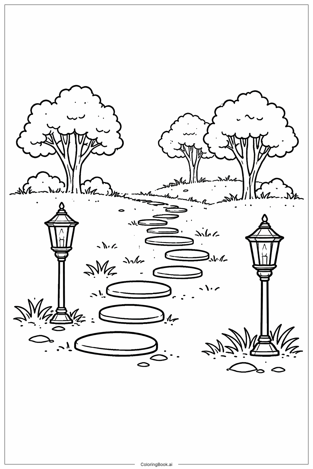  Página para colorear de Camino de Faroles de Horror 