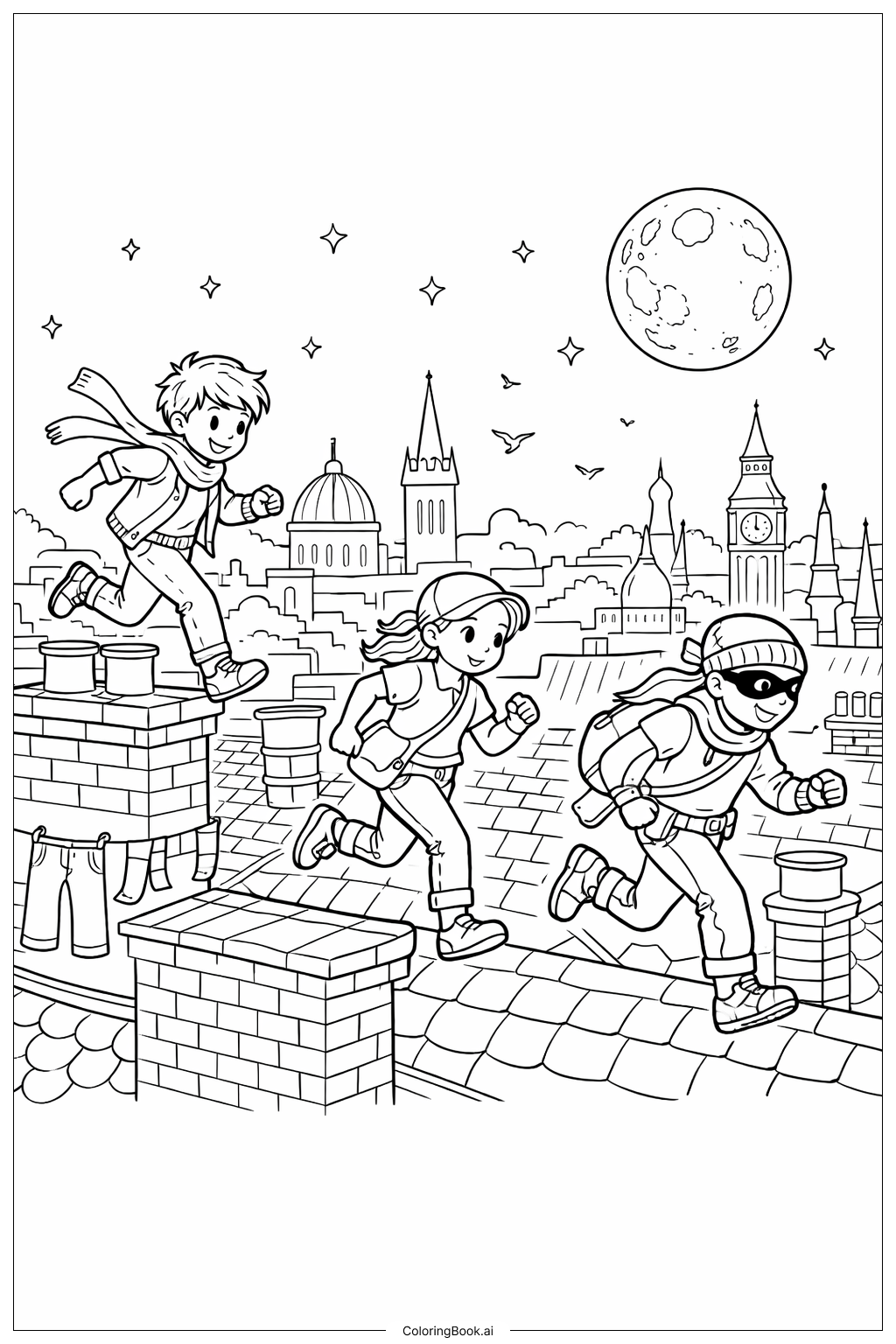 Horror-Dachjagd Ausmalseite