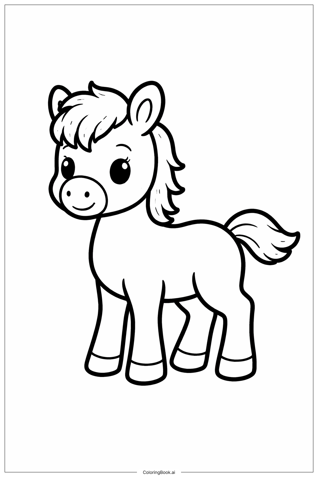  Page de coloriage Queues de poulain de cheval 