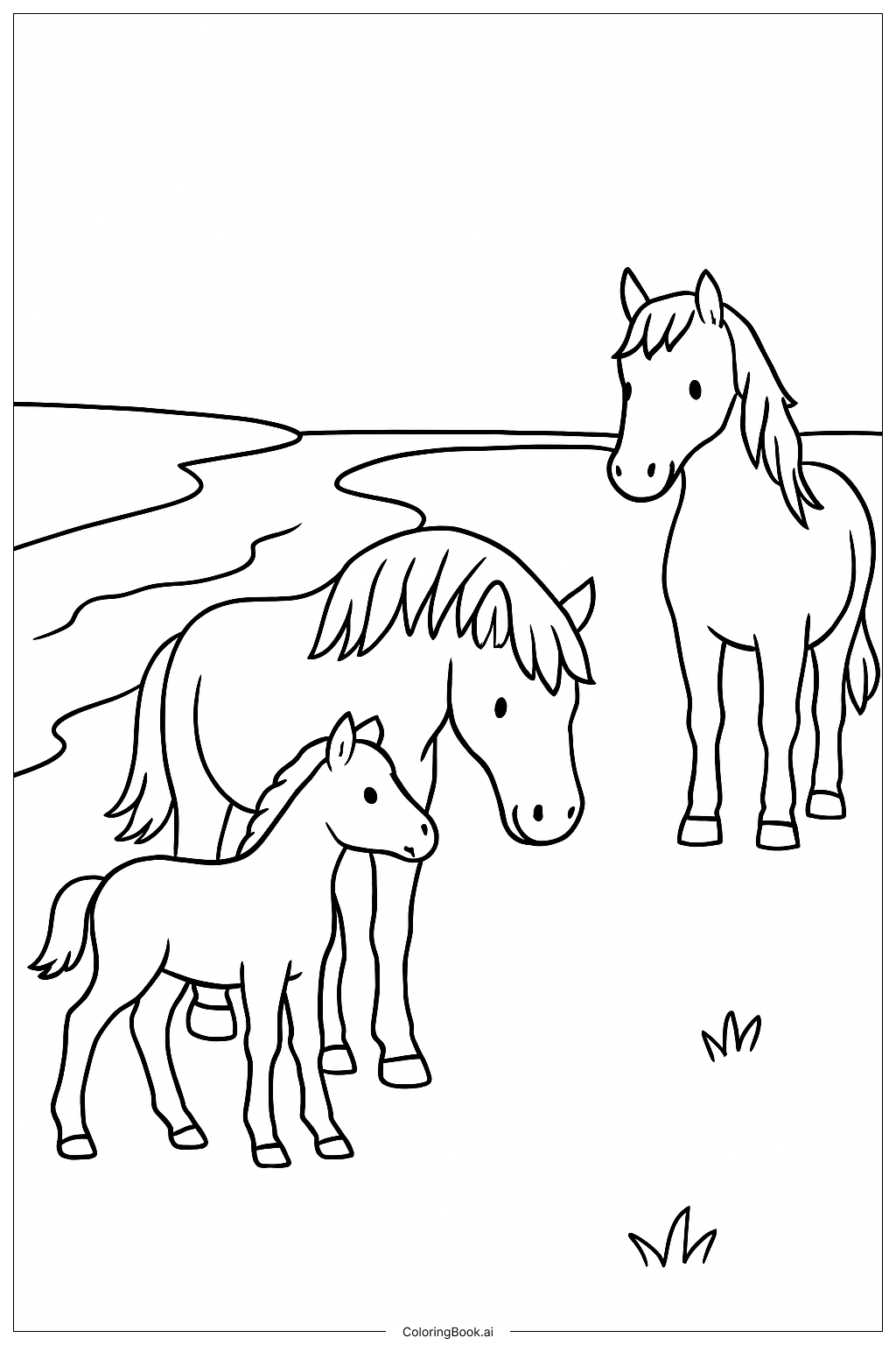  Trang tô màu Ngựa Bên Sông 