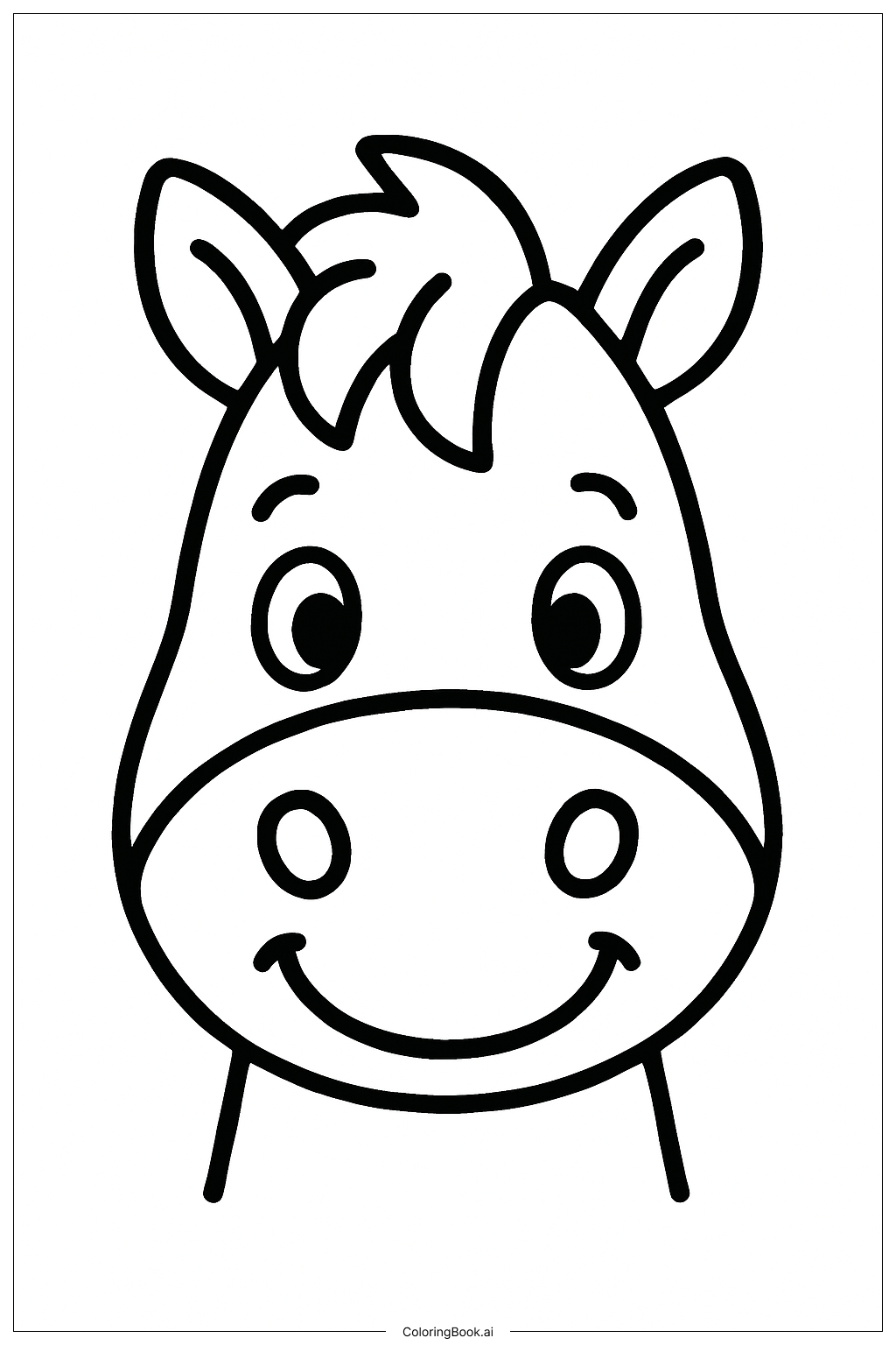  Horses Faces Coloring Page 